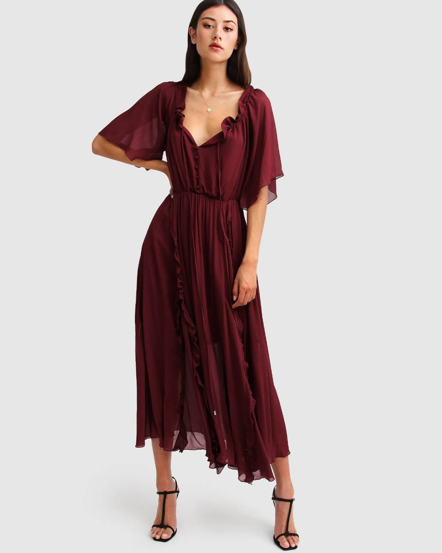 Belle & Bloom Maxi Dresses | Maxi Dresses>Amour Amour Ruffled Midi Dress -