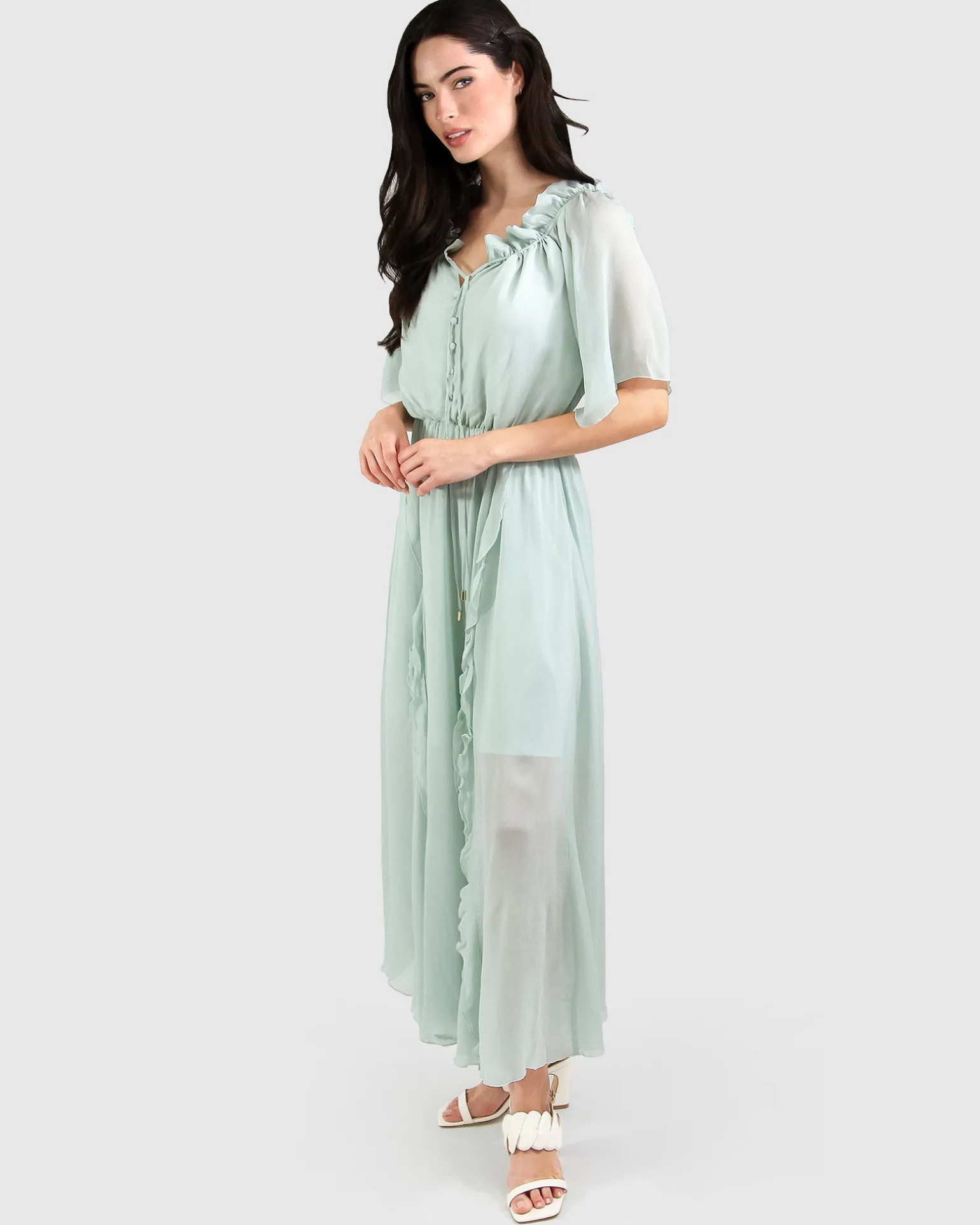 Belle & Bloom Maxi Dresses | Maxi Dresses>Amour Amour Ruffled Midi Dress - Spearmint FINAL SALE