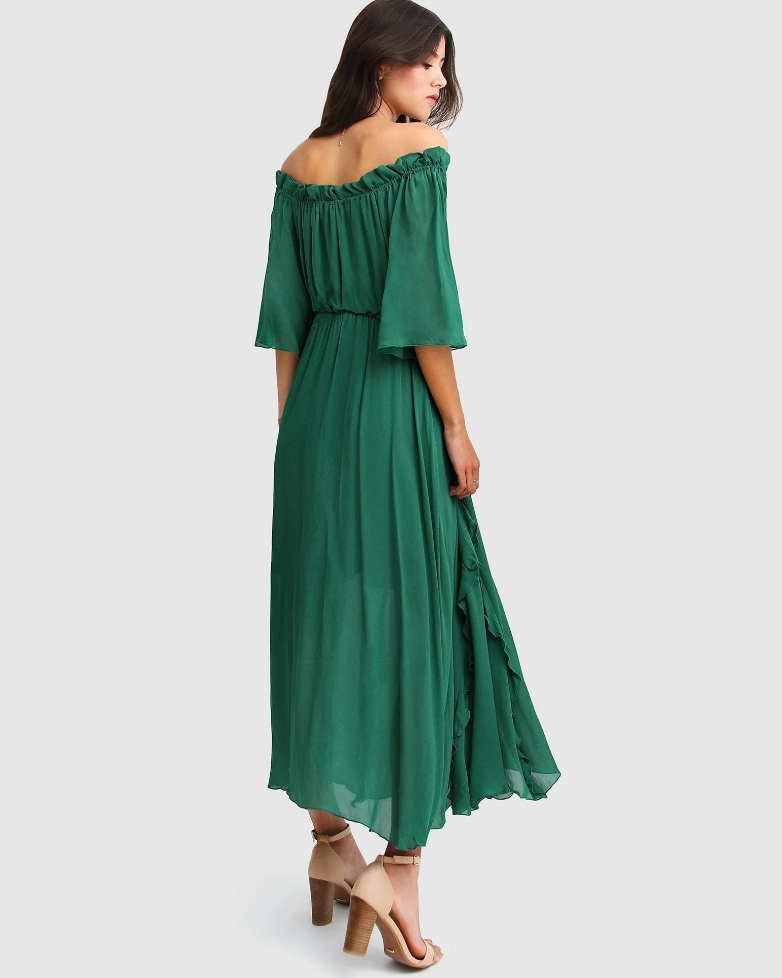 Belle & Bloom Maxi Dresses | Maxi Dresses>Amour Amour Ruffled Midi Dress - Dark Green