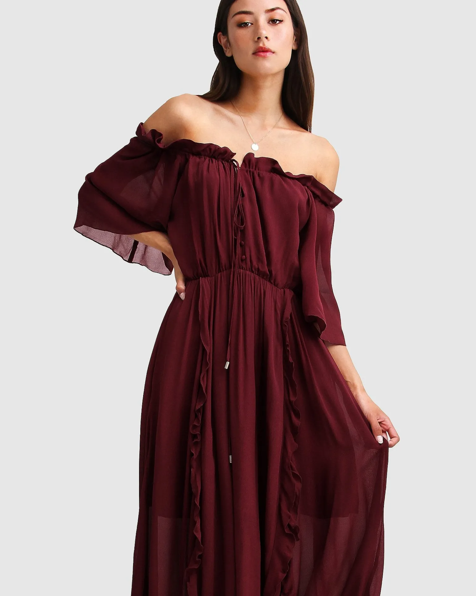 Belle & Bloom Maxi Dresses | Maxi Dresses>Amour Amour Ruffled Midi Dress -