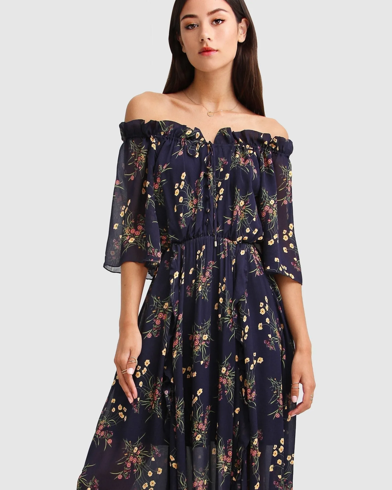 Belle & Bloom Maxi Dresses | Maxi Dresses>Amour Amour Ruffled Midi Dress -