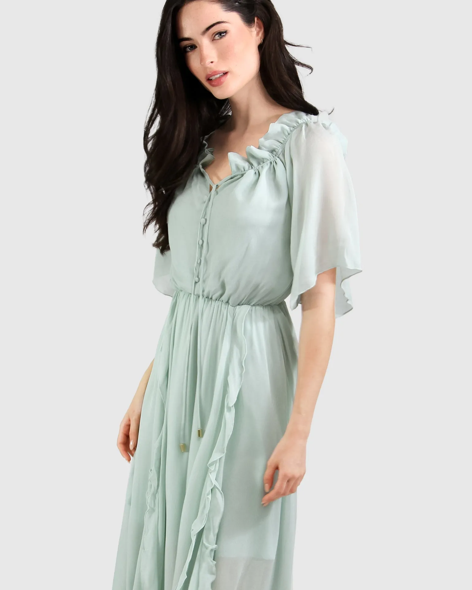 Belle & Bloom Maxi Dresses | Maxi Dresses>Amour Amour Ruffled Midi Dress - Spearmint FINAL SALE