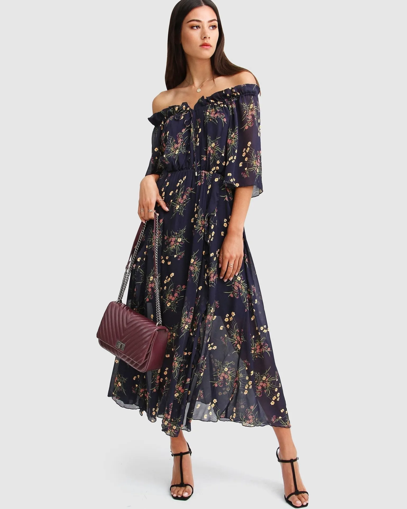 Belle & Bloom Maxi Dresses | Maxi Dresses>Amour Amour Ruffled Midi Dress -