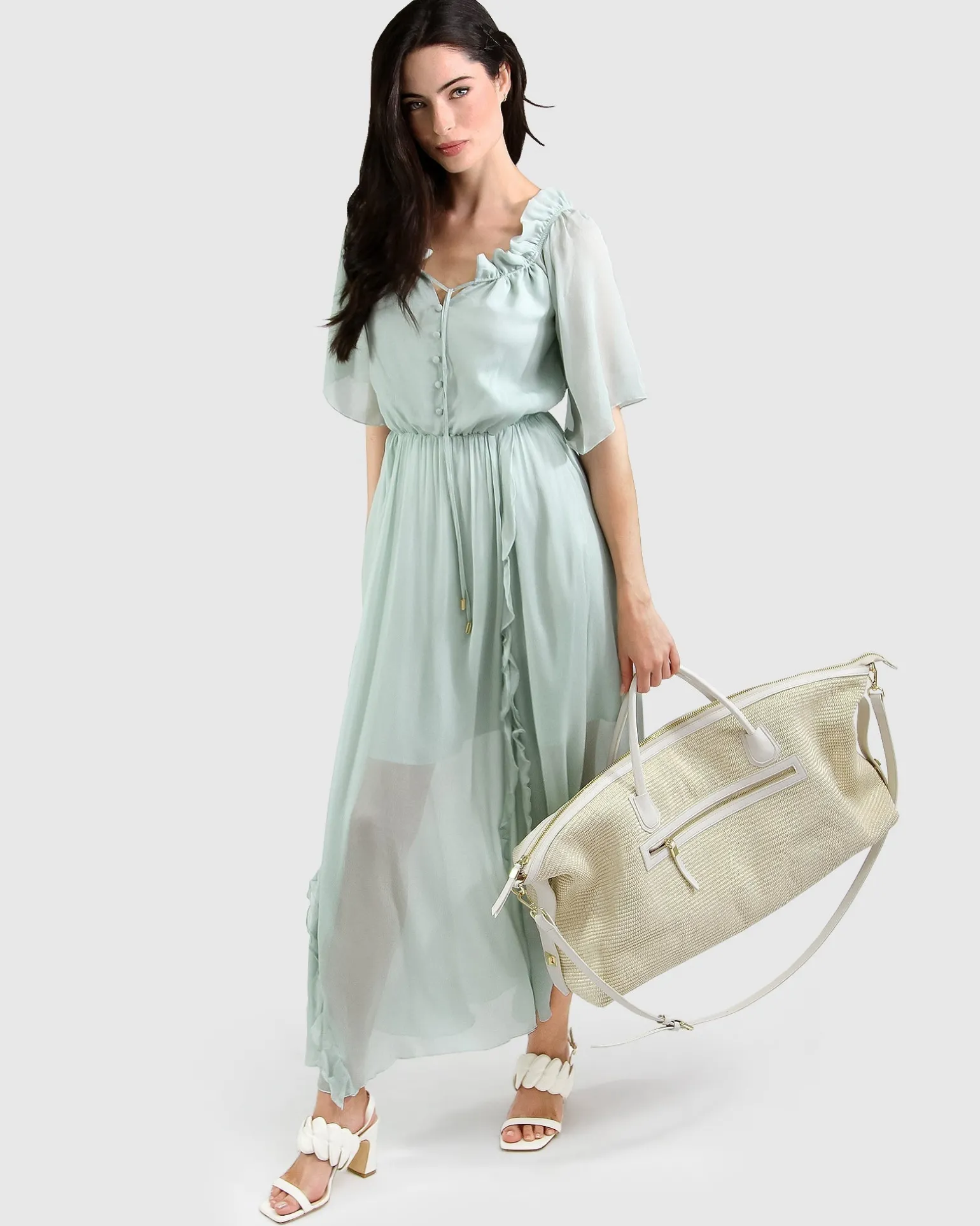Belle & Bloom Maxi Dresses | Maxi Dresses>Amour Amour Ruffled Midi Dress - Spearmint FINAL SALE