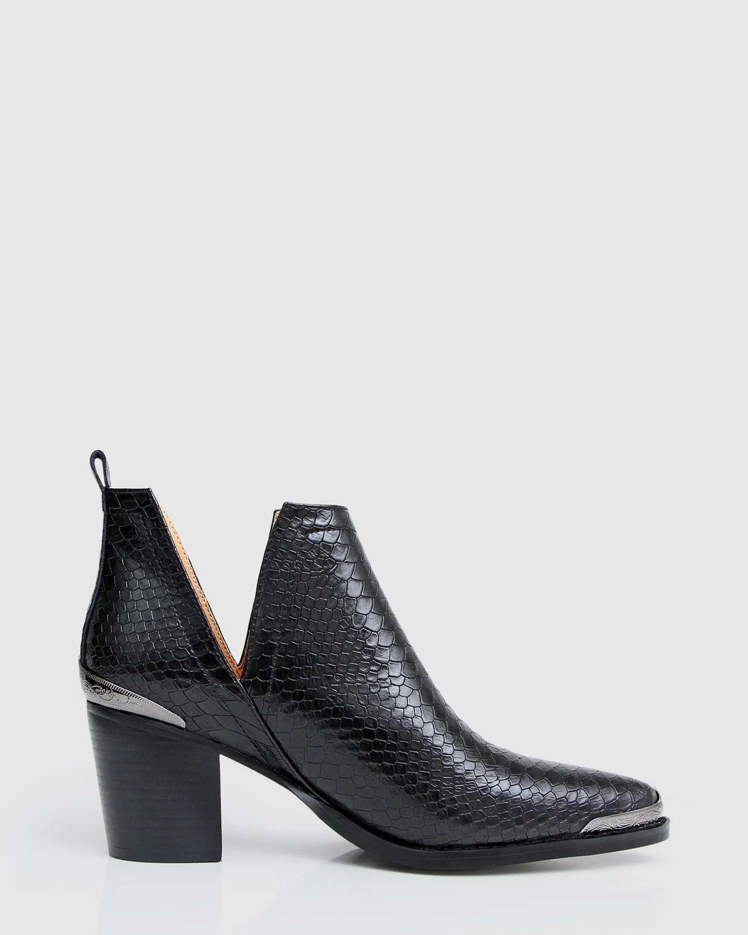 Belle & Bloom Boots>Austin Croc Embossed Ankle Boot -