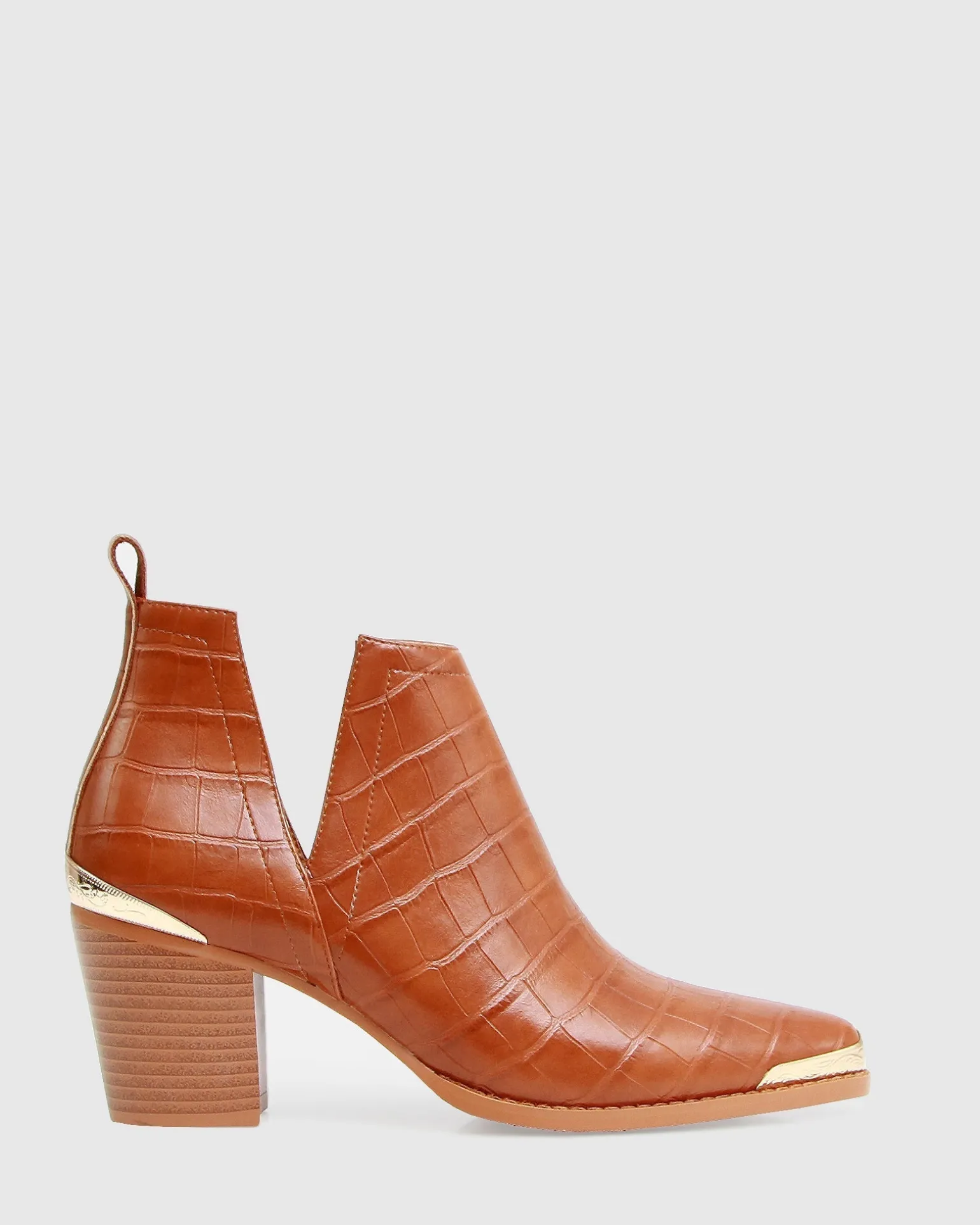 Belle & Bloom Boots>Austin Croc Embossed Ankle Boot -