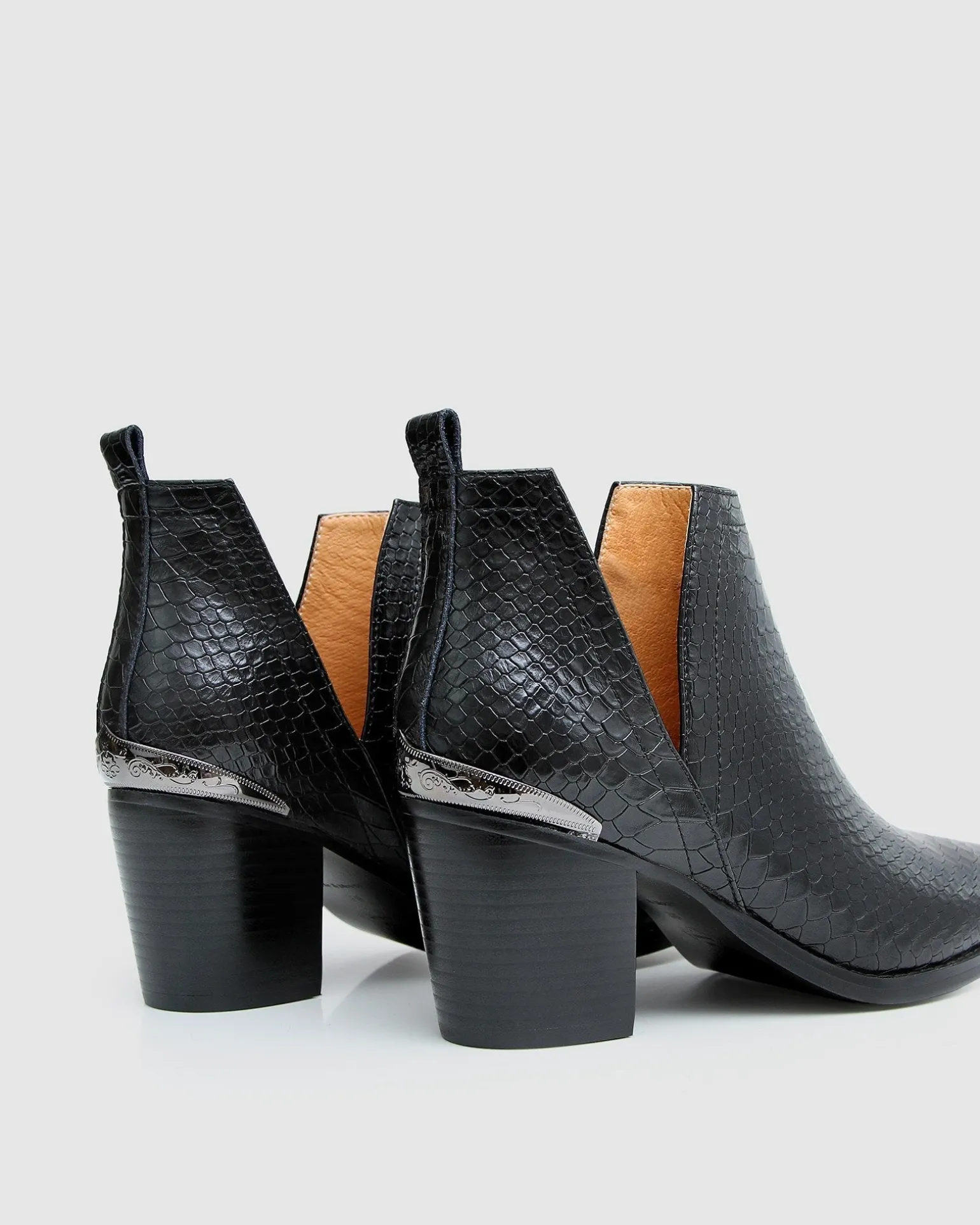 Belle & Bloom Boots>Austin Croc Embossed Ankle Boot -