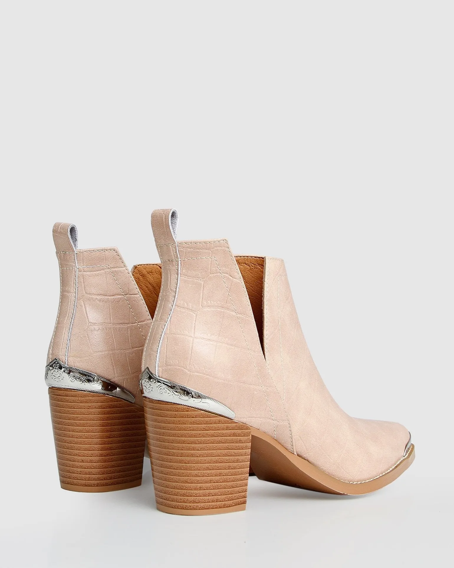 Belle & Bloom Boots>Austin Croc Embossed Ankle Boot -