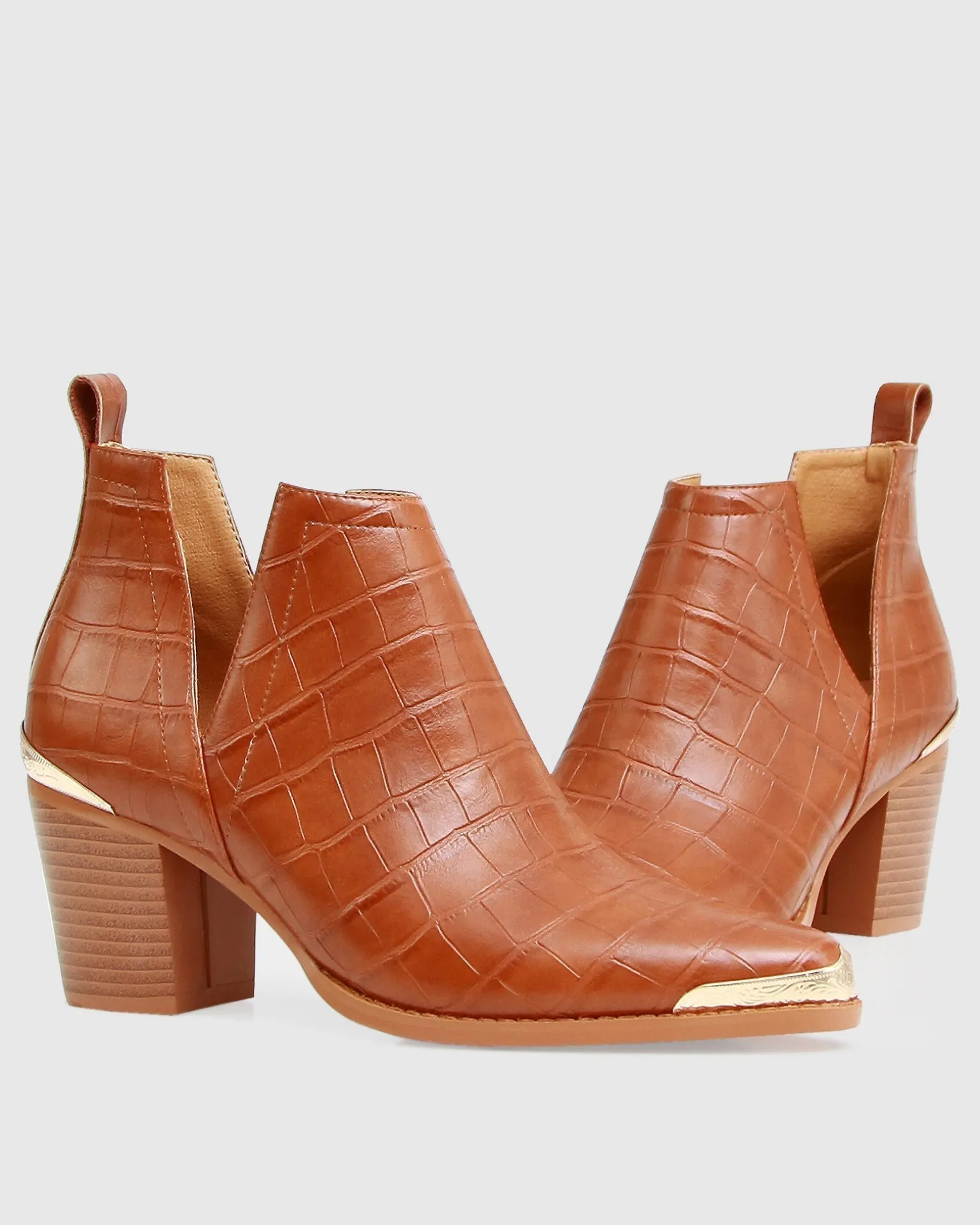 Belle & Bloom Boots>Austin Croc Embossed Ankle Boot -