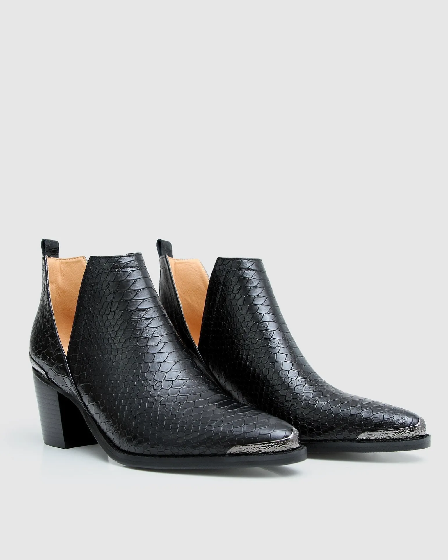 Belle & Bloom Boots>Austin Croc Embossed Ankle Boot -