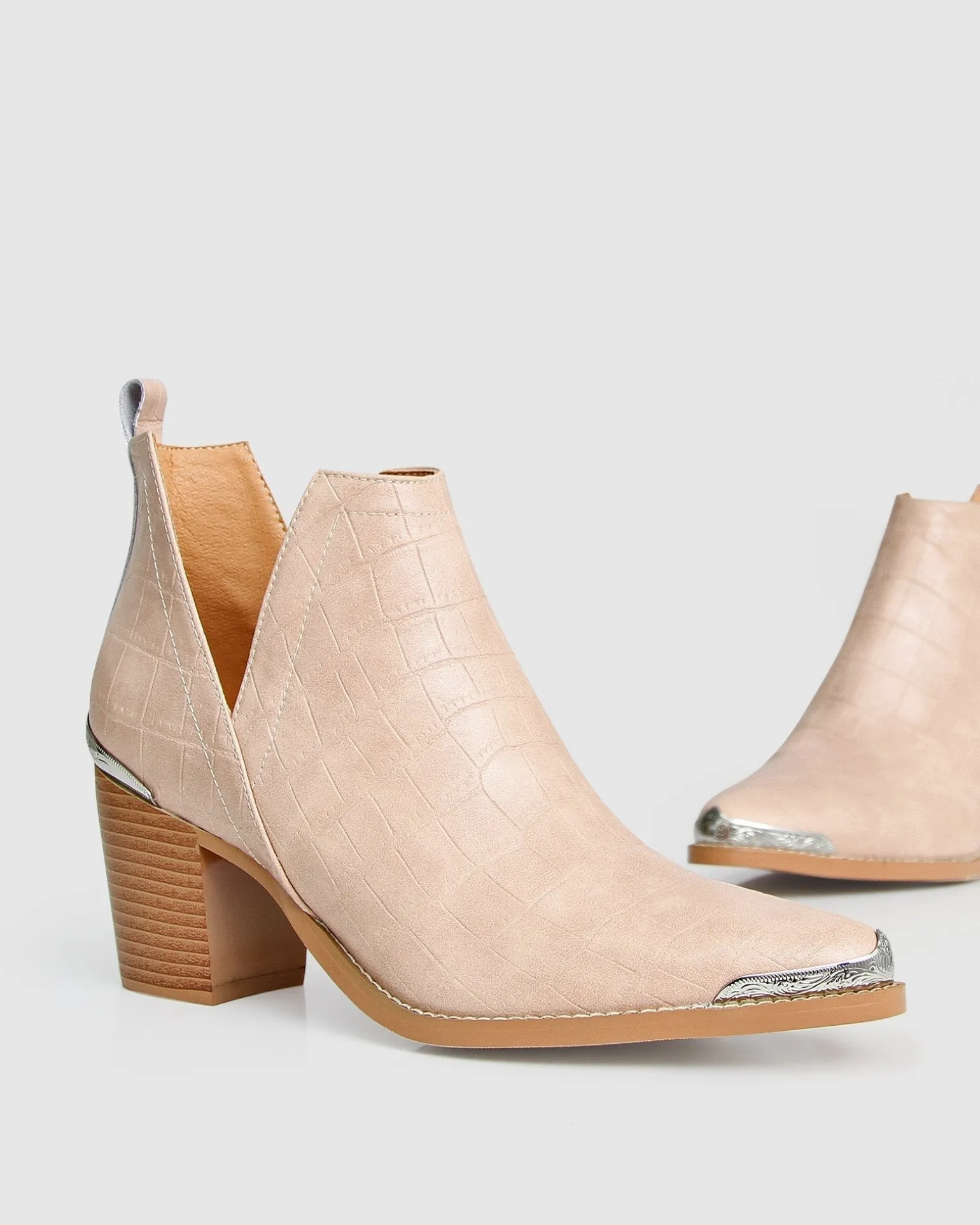 Belle & Bloom Boots>Austin Croc Embossed Ankle Boot -