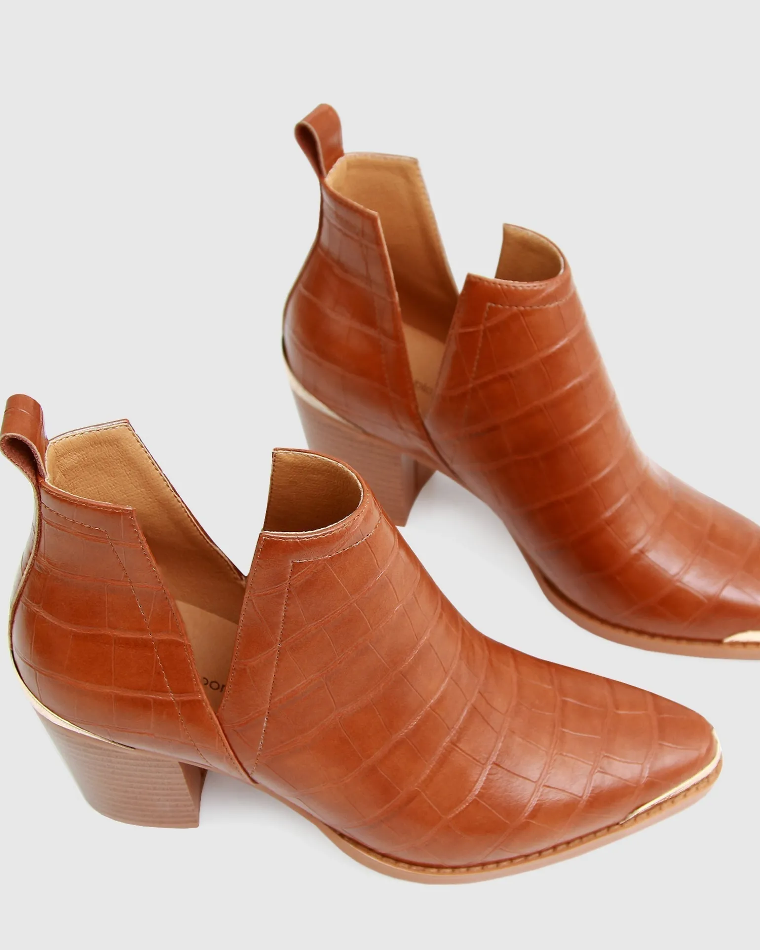 Belle & Bloom Boots>Austin Croc Embossed Ankle Boot -