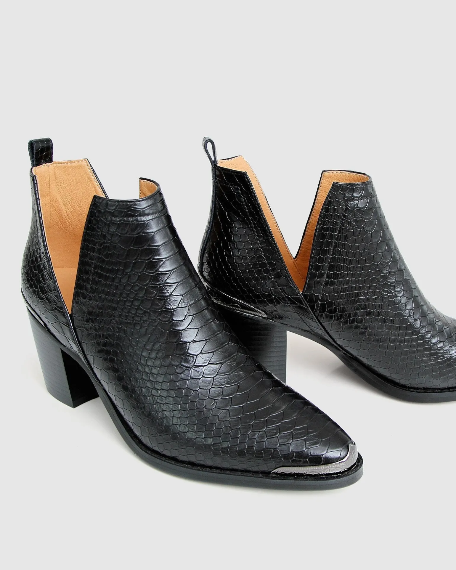 Belle & Bloom Boots>Austin Croc Embossed Ankle Boot -