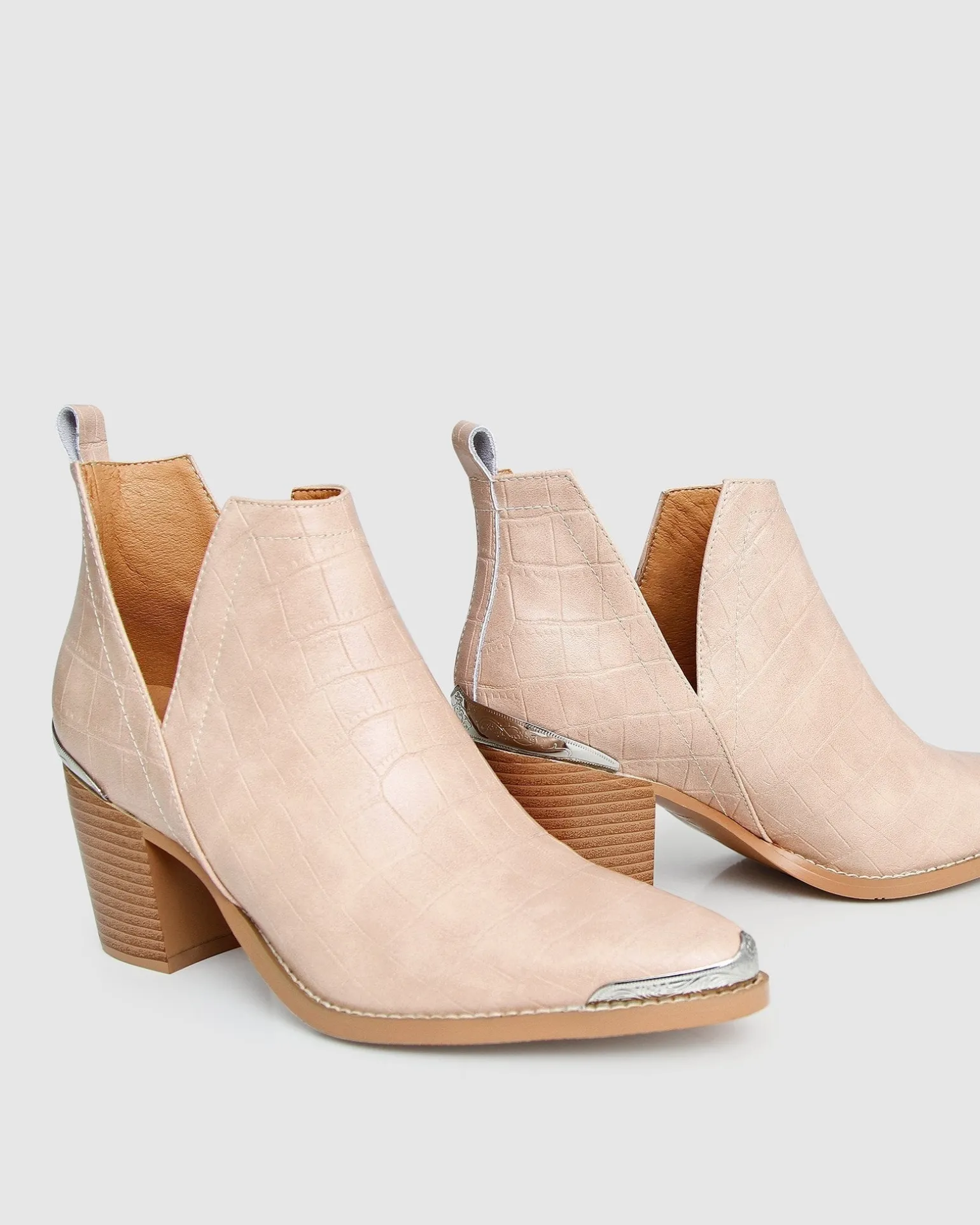 Belle & Bloom Boots>Austin Croc Embossed Ankle Boot -