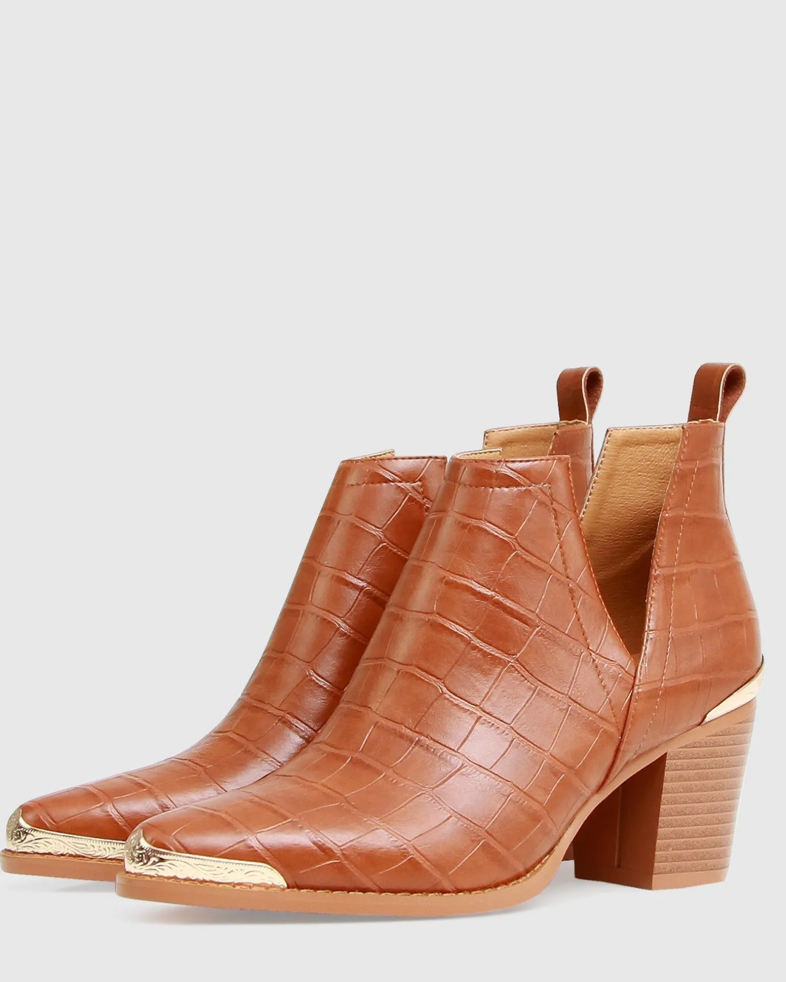 Belle & Bloom Boots>Austin Croc Embossed Ankle Boot -
