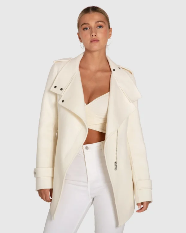 Belle & Bloom Wool Coats | Wool Coats>Bad Girl Wool Blend Moto Coat -
