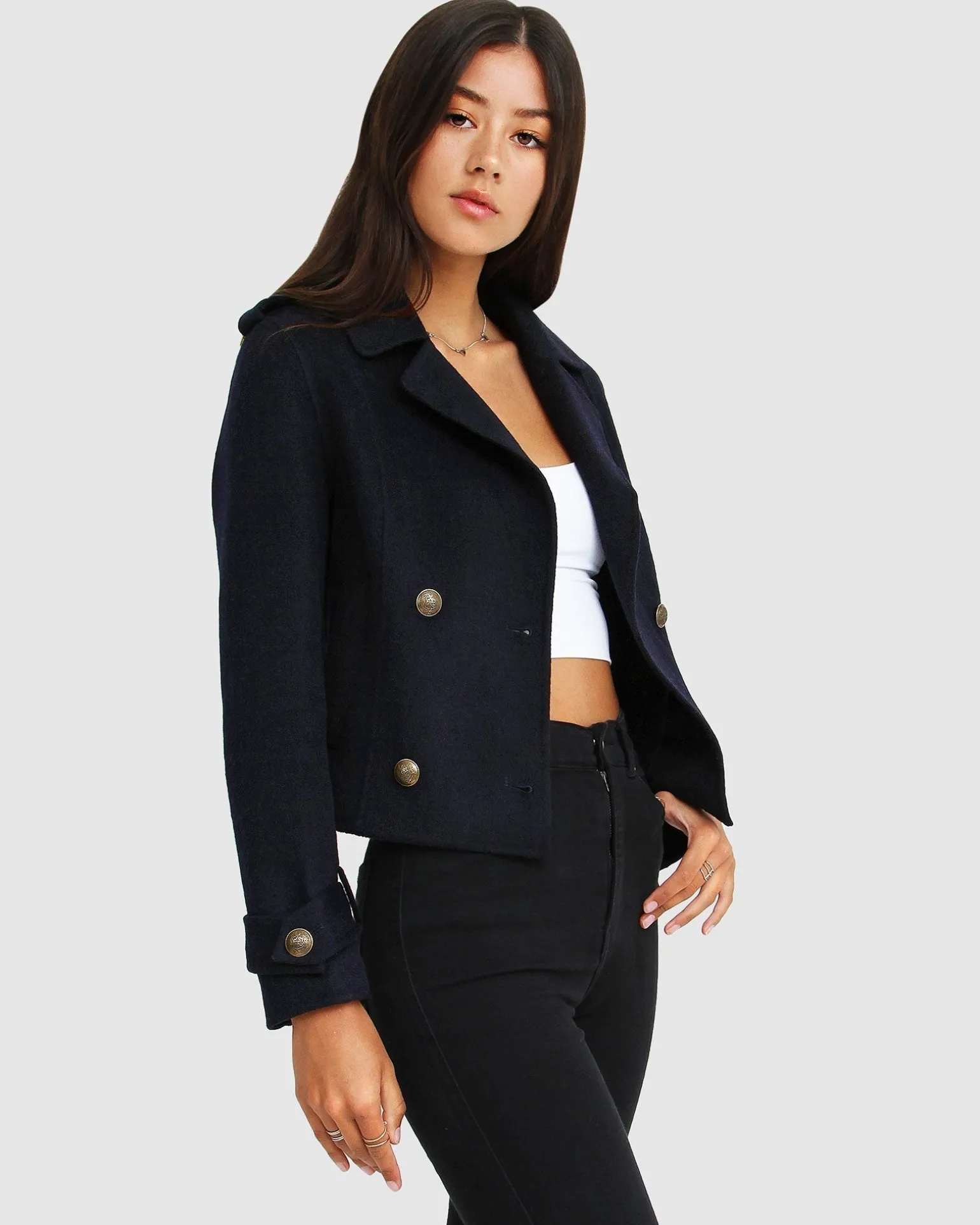 Belle & Bloom Wool Coats | Wool Coats>Better Off Military Peacoat -
