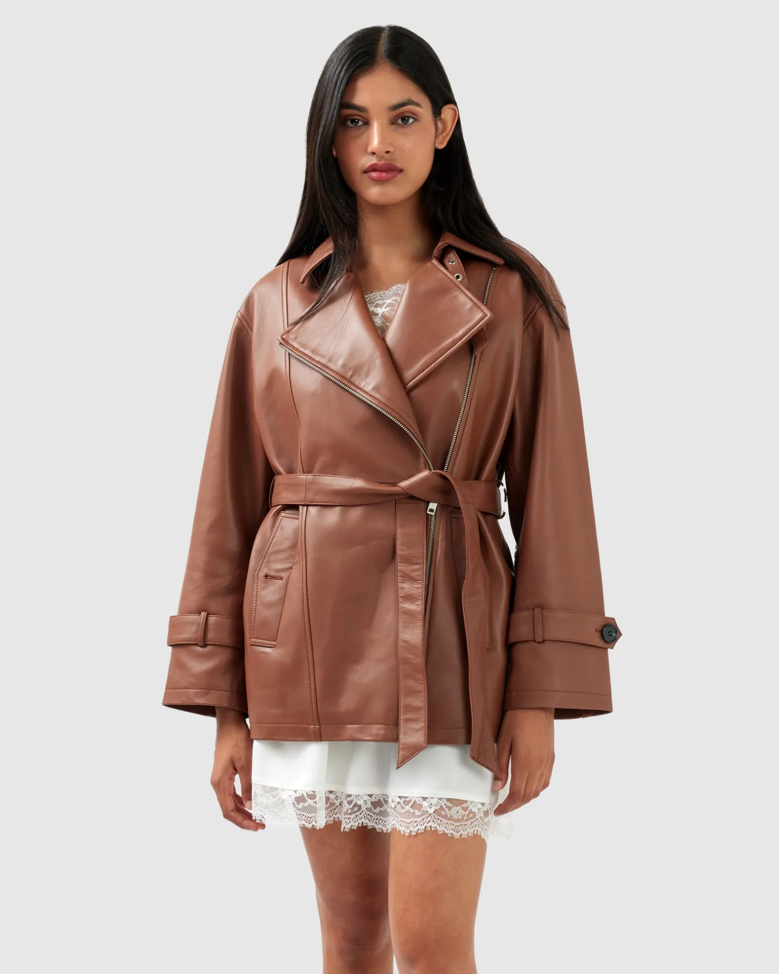 Belle & Bloom Leather Jackets | Leather Coats>BFF Belted Leather Jacket -