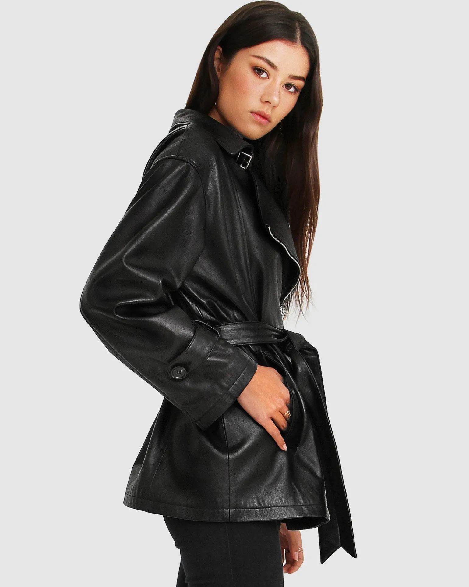 Belle & Bloom Leather Jackets | Leather Coats>BFF Belted Leather Jacket