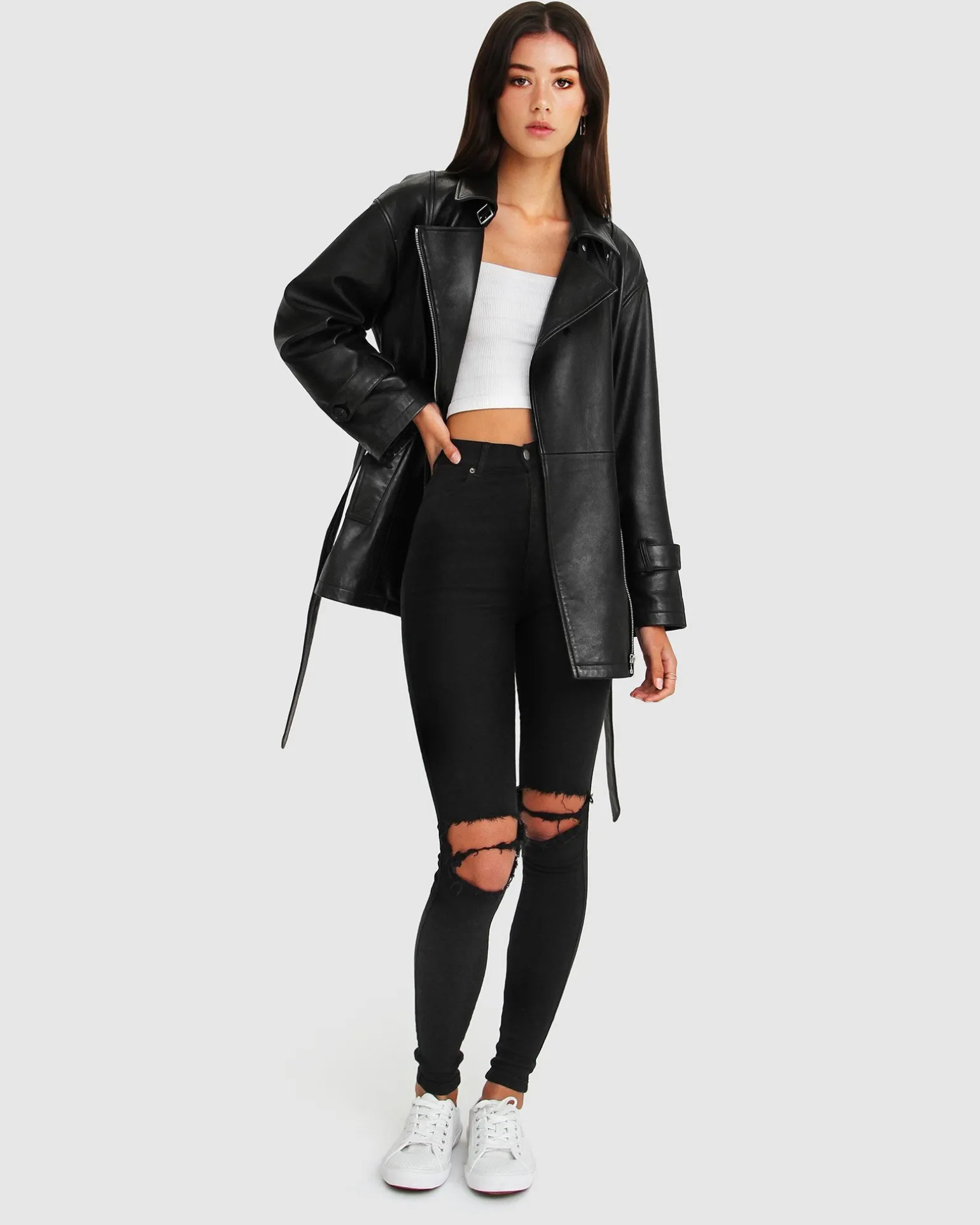 Belle & Bloom Leather Jackets | Leather Coats>BFF Belted Leather Jacket