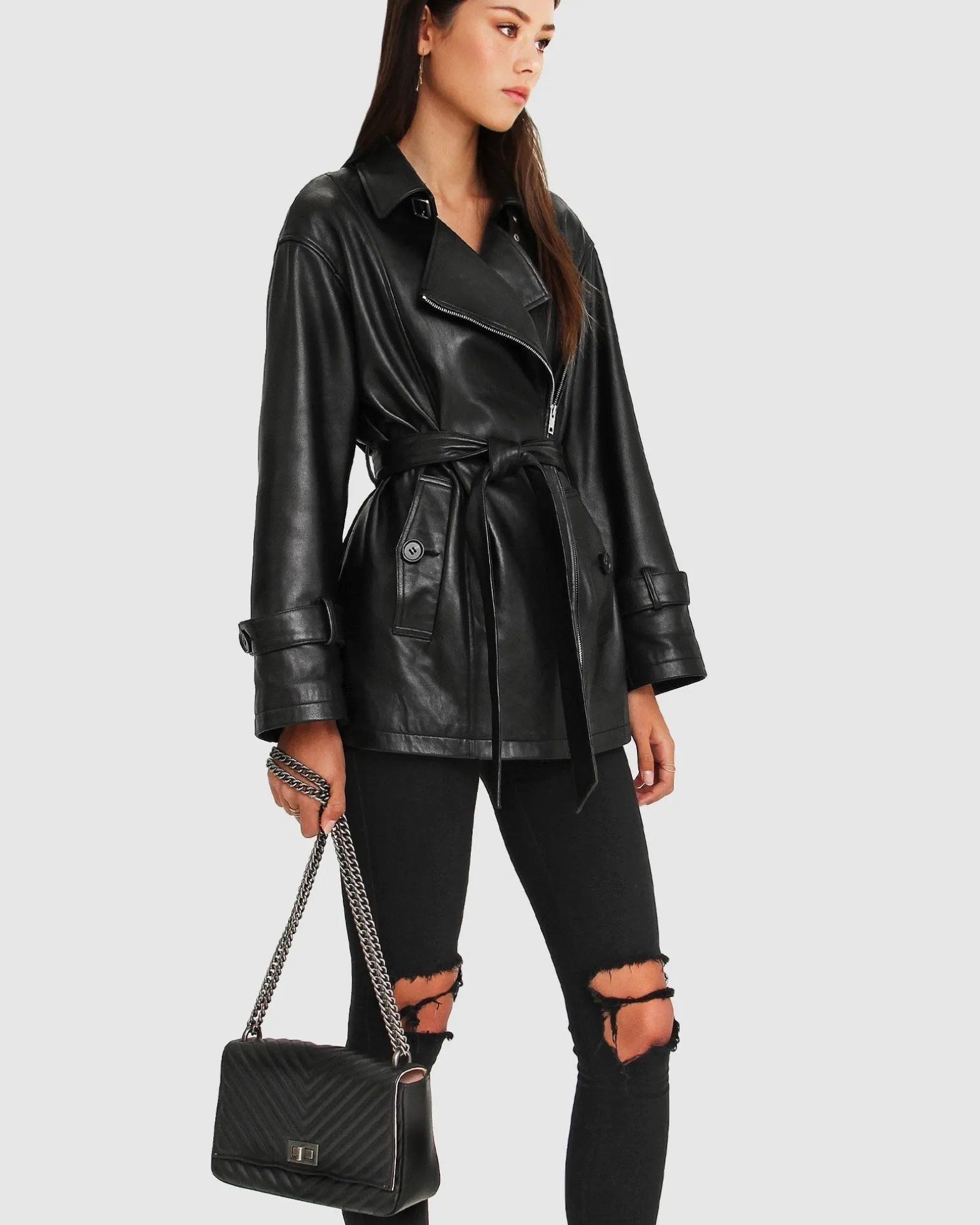 Belle & Bloom Leather Jackets | Leather Coats>BFF Belted Leather Jacket