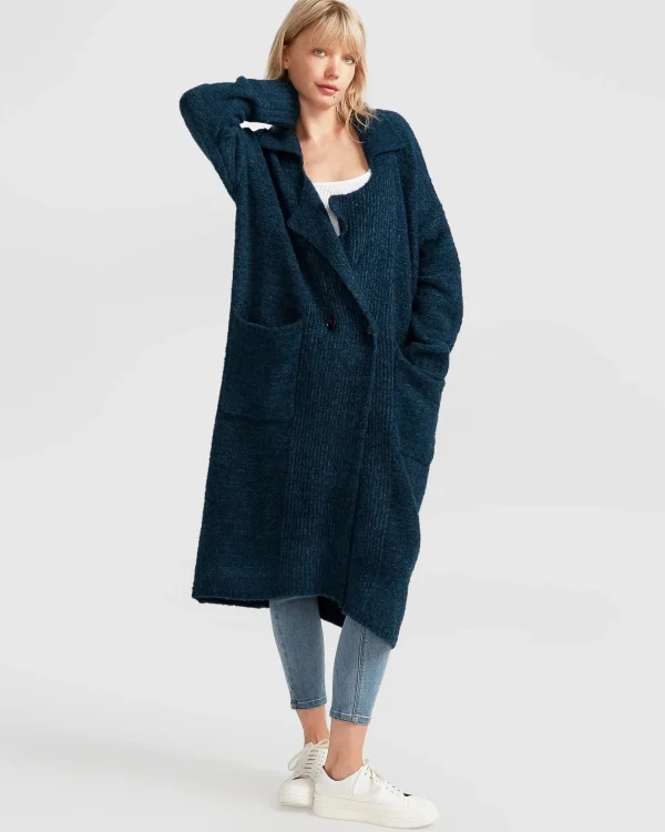 Belle & Bloom Cardigans | Cardigans>Born To Run Sustainable Sweater Coat - Dark Teal