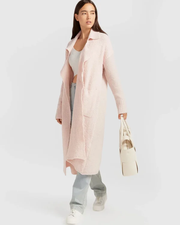 Belle & Bloom Cardigans | Cardigans>Born To Run Sustainable Sweater Coat - Pale Pink