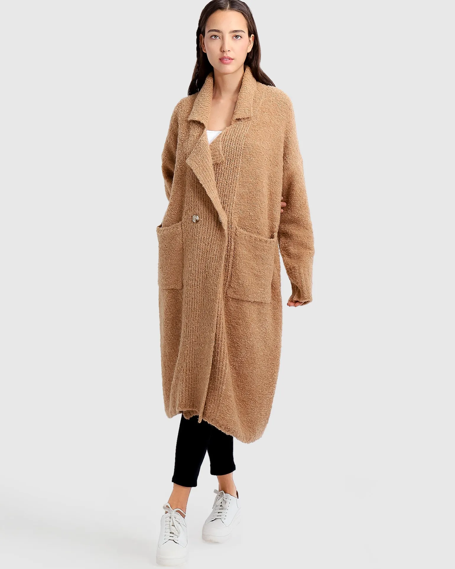 Belle & Bloom Cardigans | Cardigans>Born To Run Sustainable Sweater Coat - Light Camel