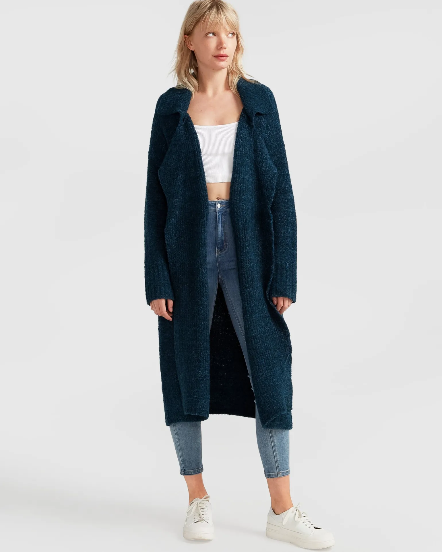 Belle & Bloom Cardigans | Cardigans>Born To Run Sustainable Sweater Coat - Dark Teal