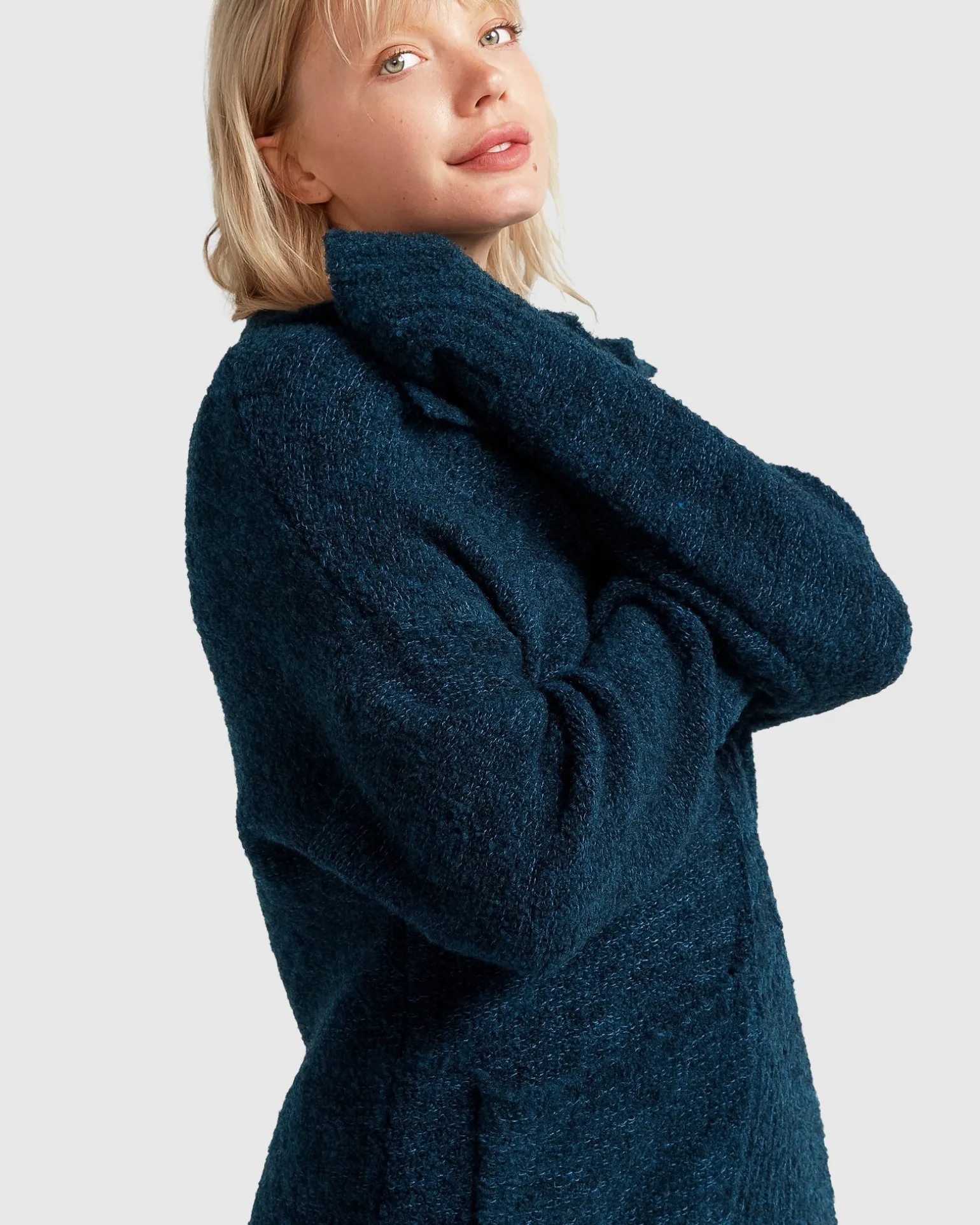 Belle & Bloom Cardigans | Cardigans>Born To Run Sustainable Sweater Coat - Dark Teal