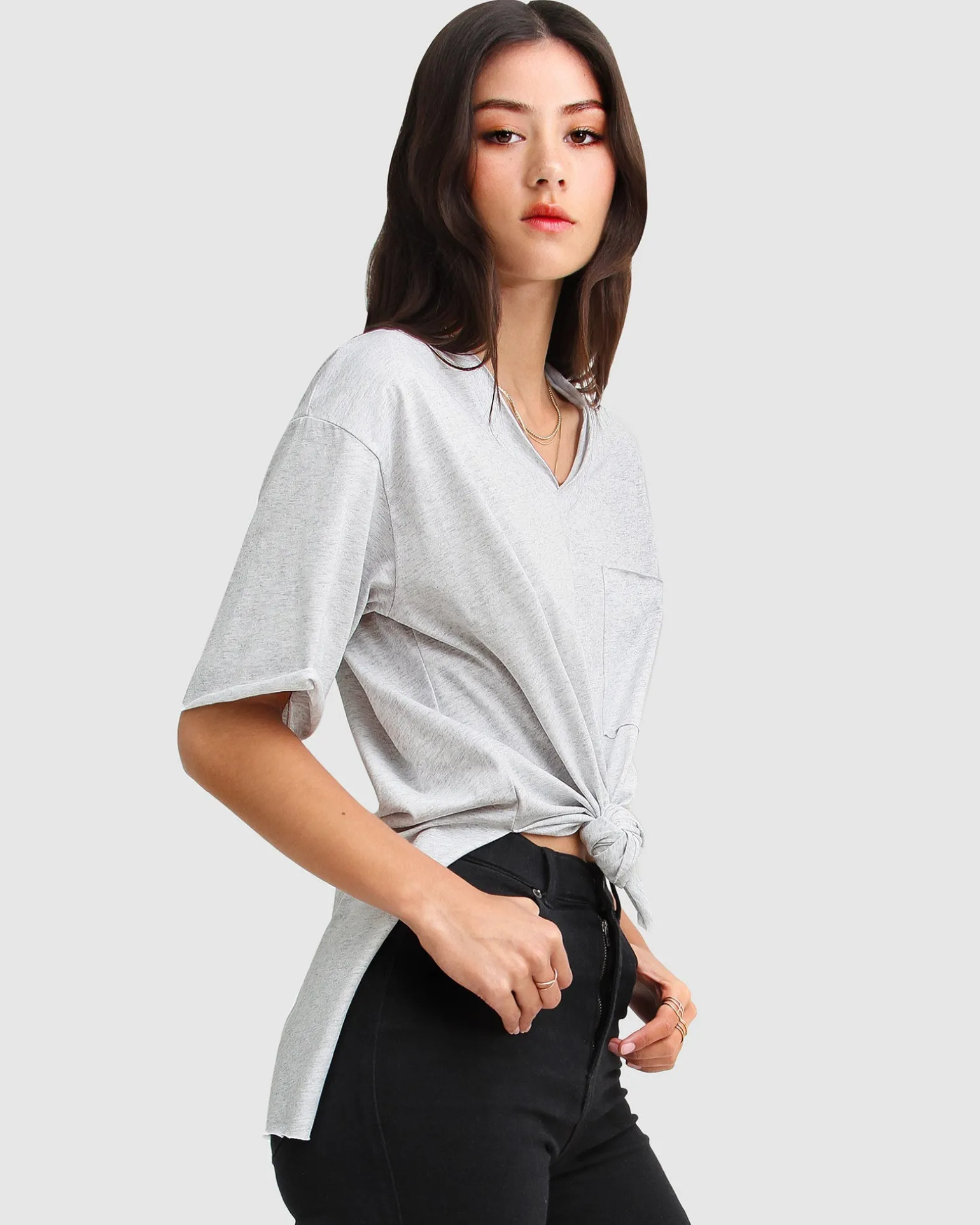 Belle & Bloom T-shirts>Brave Soul Oversized T-Shirt - Grey