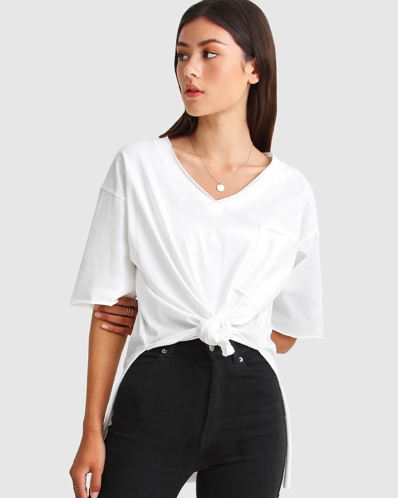 Belle & Bloom T-shirts>Brave Soul Oversized T-Shirt - White