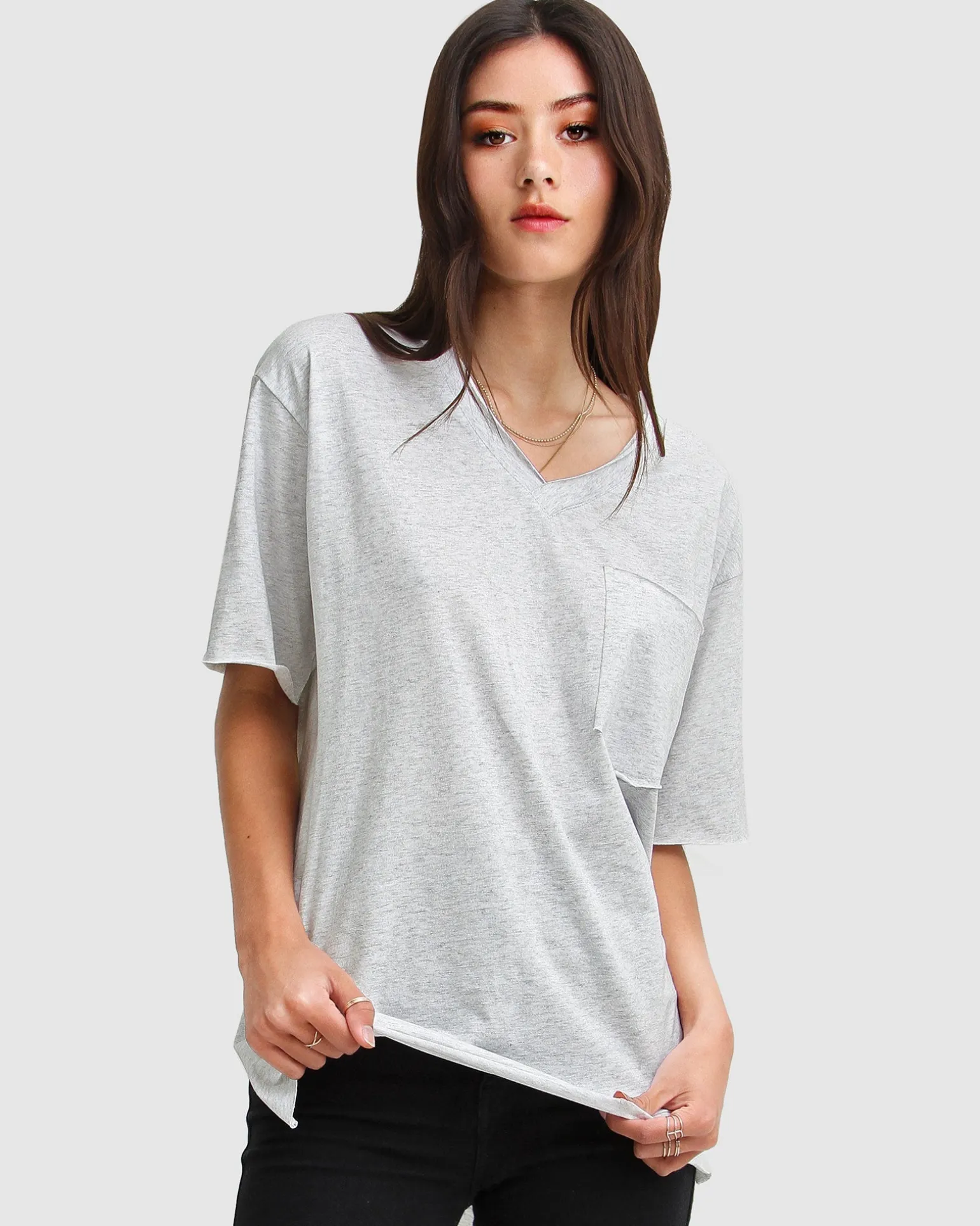 Belle & Bloom T-shirts>Brave Soul Oversized T-Shirt - Grey