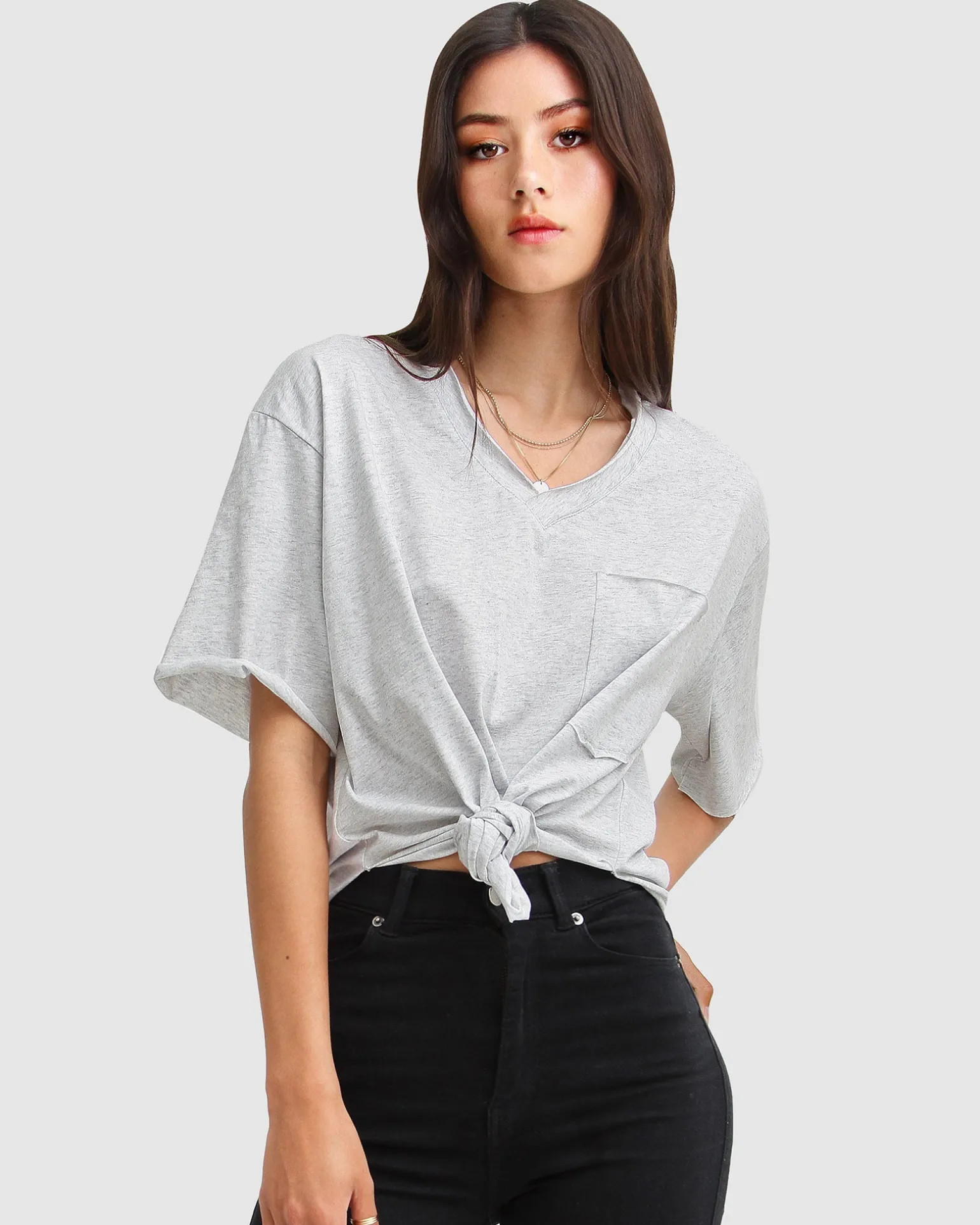 Belle & Bloom T-shirts>Brave Soul Oversized T-Shirt - Grey