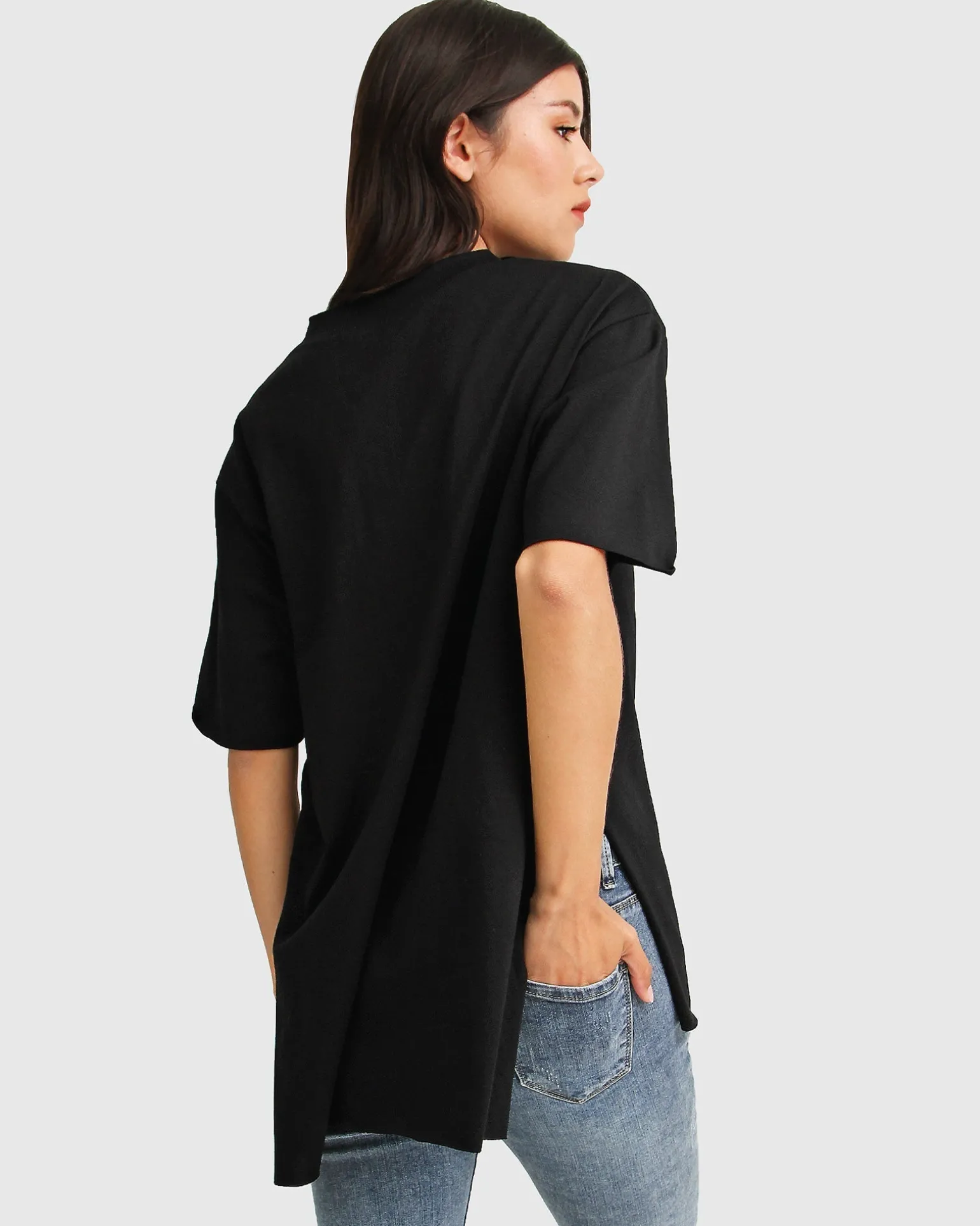 Belle & Bloom T-shirts>Brave Soul Oversized T-Shirt - Black