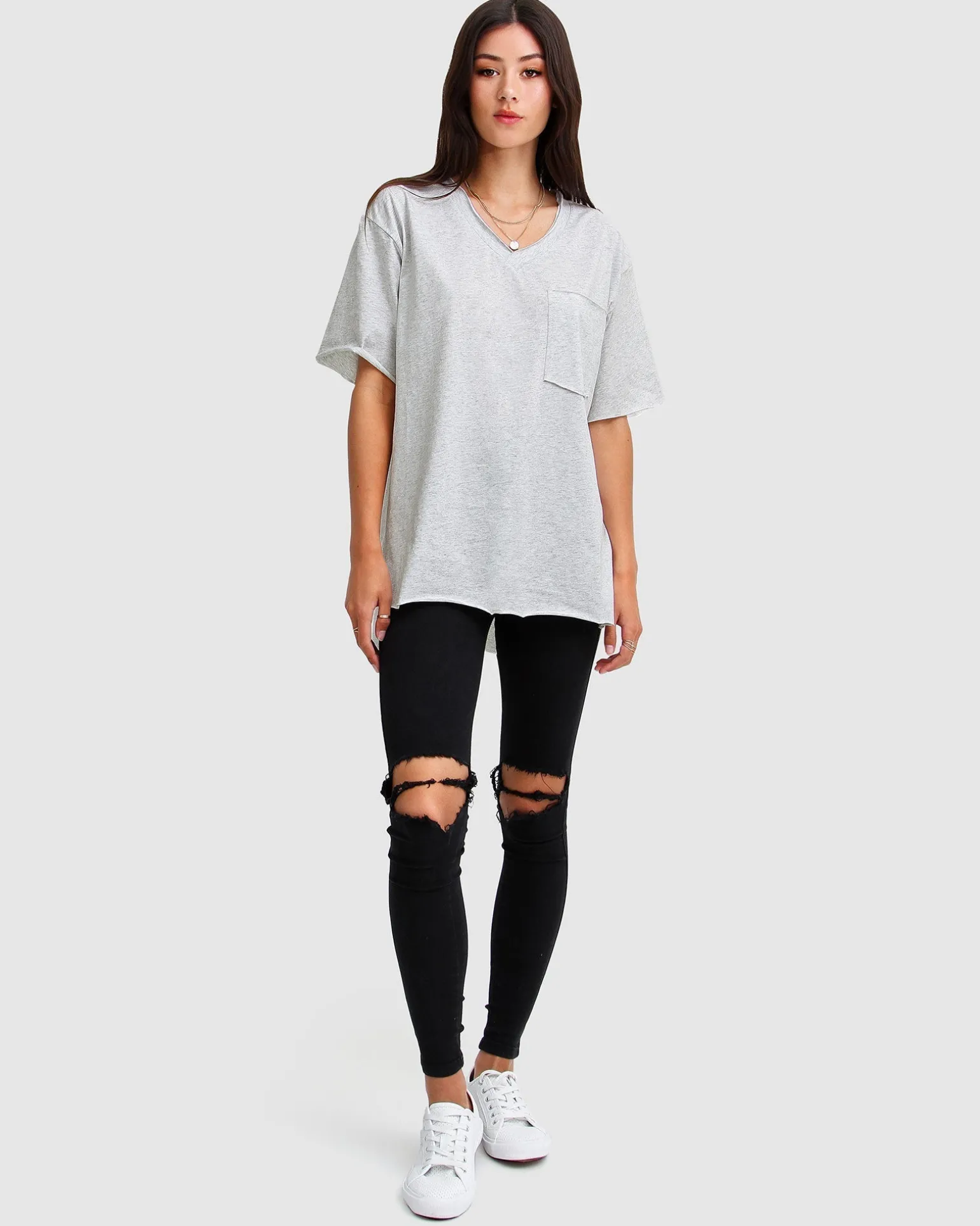 Belle & Bloom T-shirts>Brave Soul Oversized T-Shirt - Grey