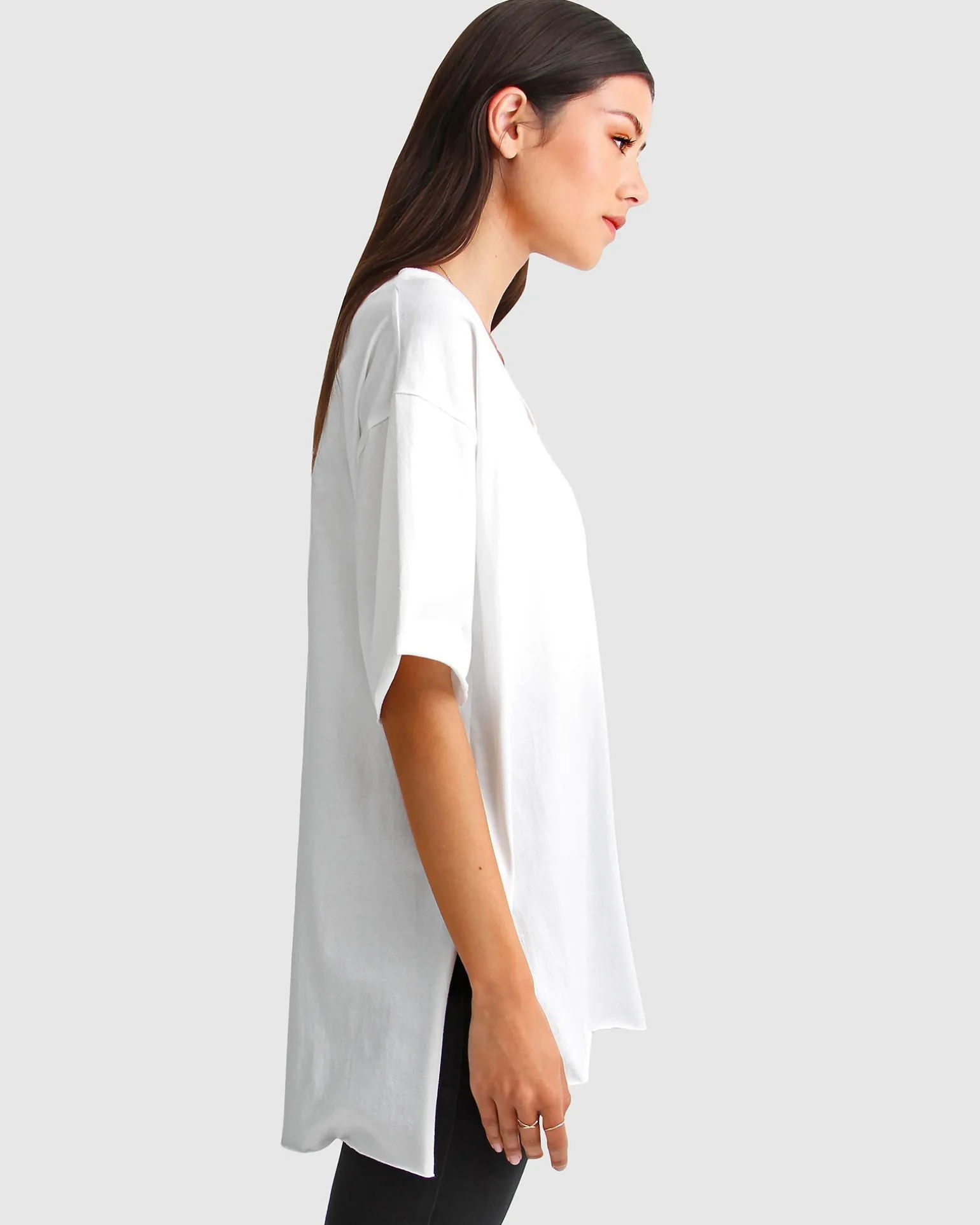 Belle & Bloom T-shirts>Brave Soul Oversized T-Shirt - White