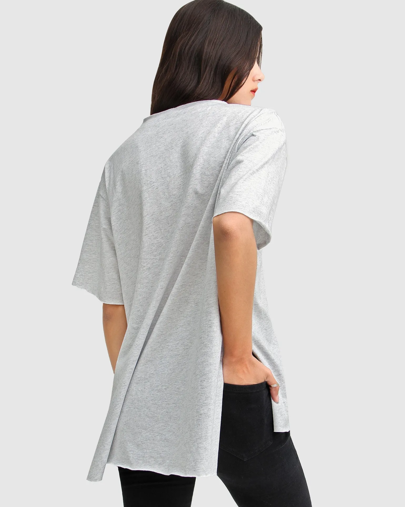 Belle & Bloom T-shirts>Brave Soul Oversized T-Shirt - Grey