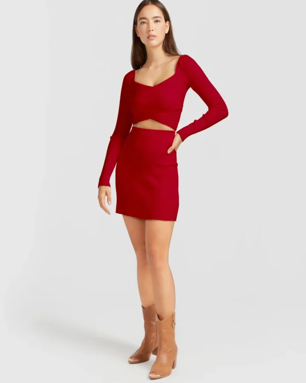 Belle & Bloom Skirts>C'est Belle Knit Mini Skirt -