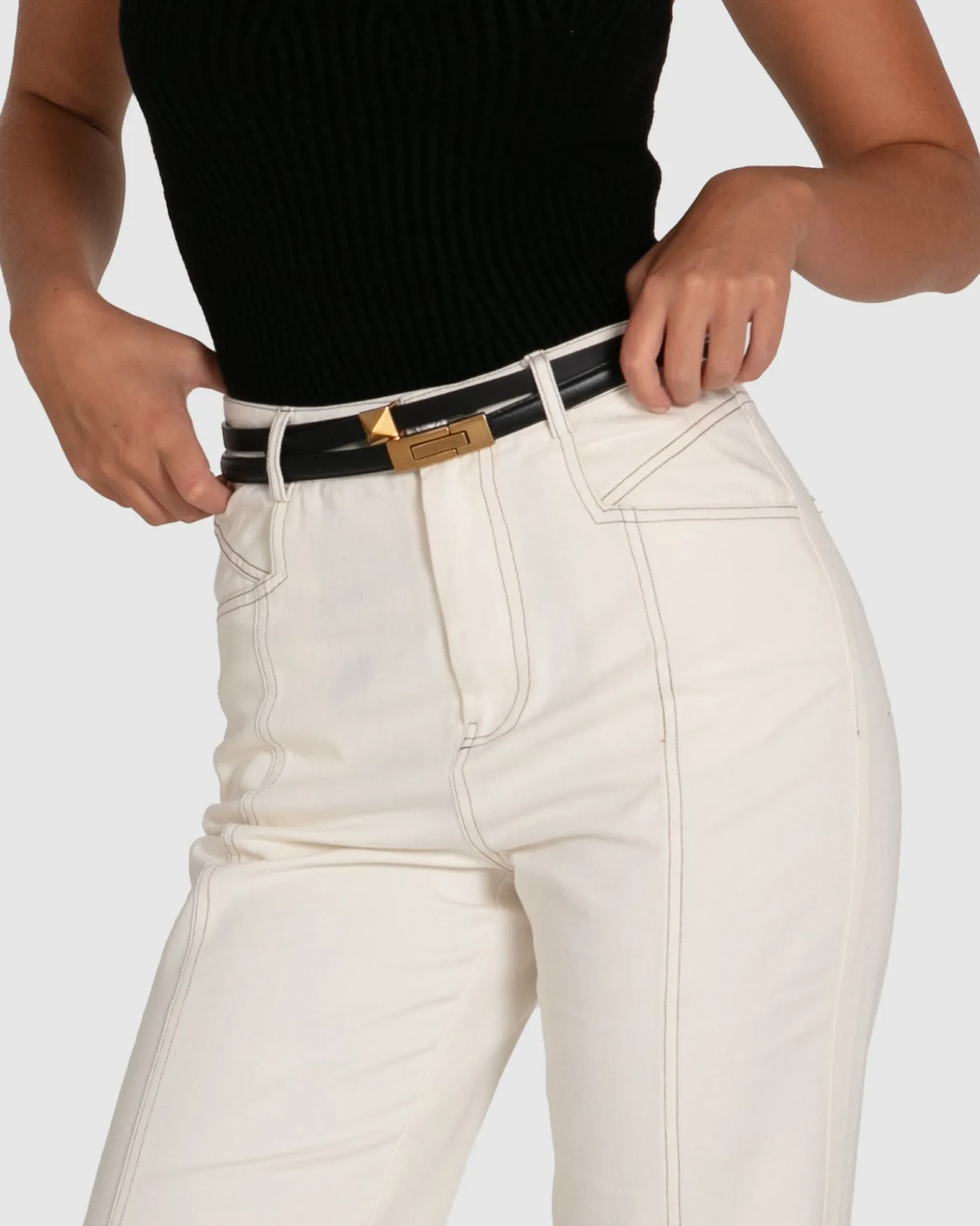Belle & Bloom Belts>Cleopatra Pyramid Stud Leather Belt -