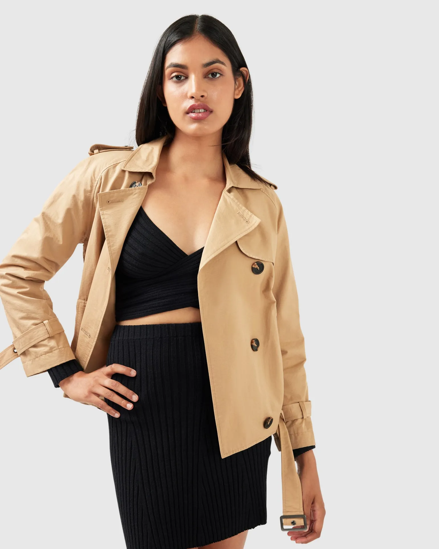 Belle & Bloom Trench Coats | Trench Coats>Cool Nights Cropped Trench Coat -