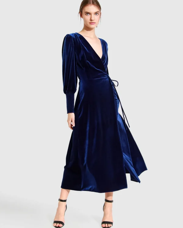 Belle & Bloom Maxi Dresses | Maxi Dresses>Current Mood Velvet Wrap Dress - Royal Blue