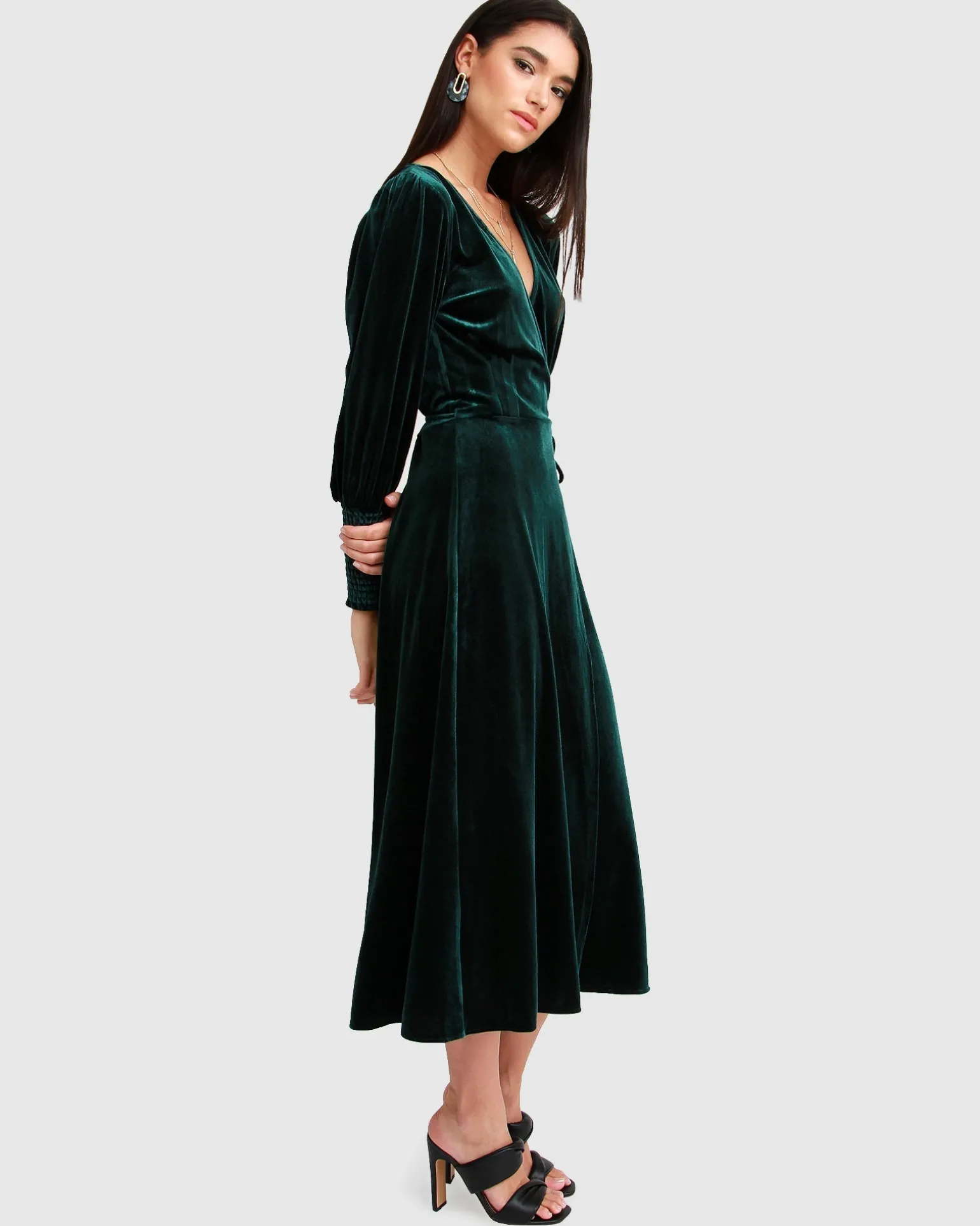 Belle & Bloom Maxi Dresses | Maxi Dresses>Current Mood Velvet Wrap Dress - Dark Green