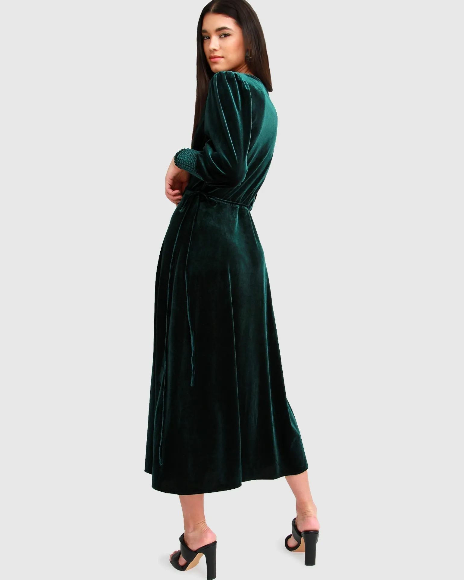 Belle & Bloom Maxi Dresses | Maxi Dresses>Current Mood Velvet Wrap Dress - Dark Green