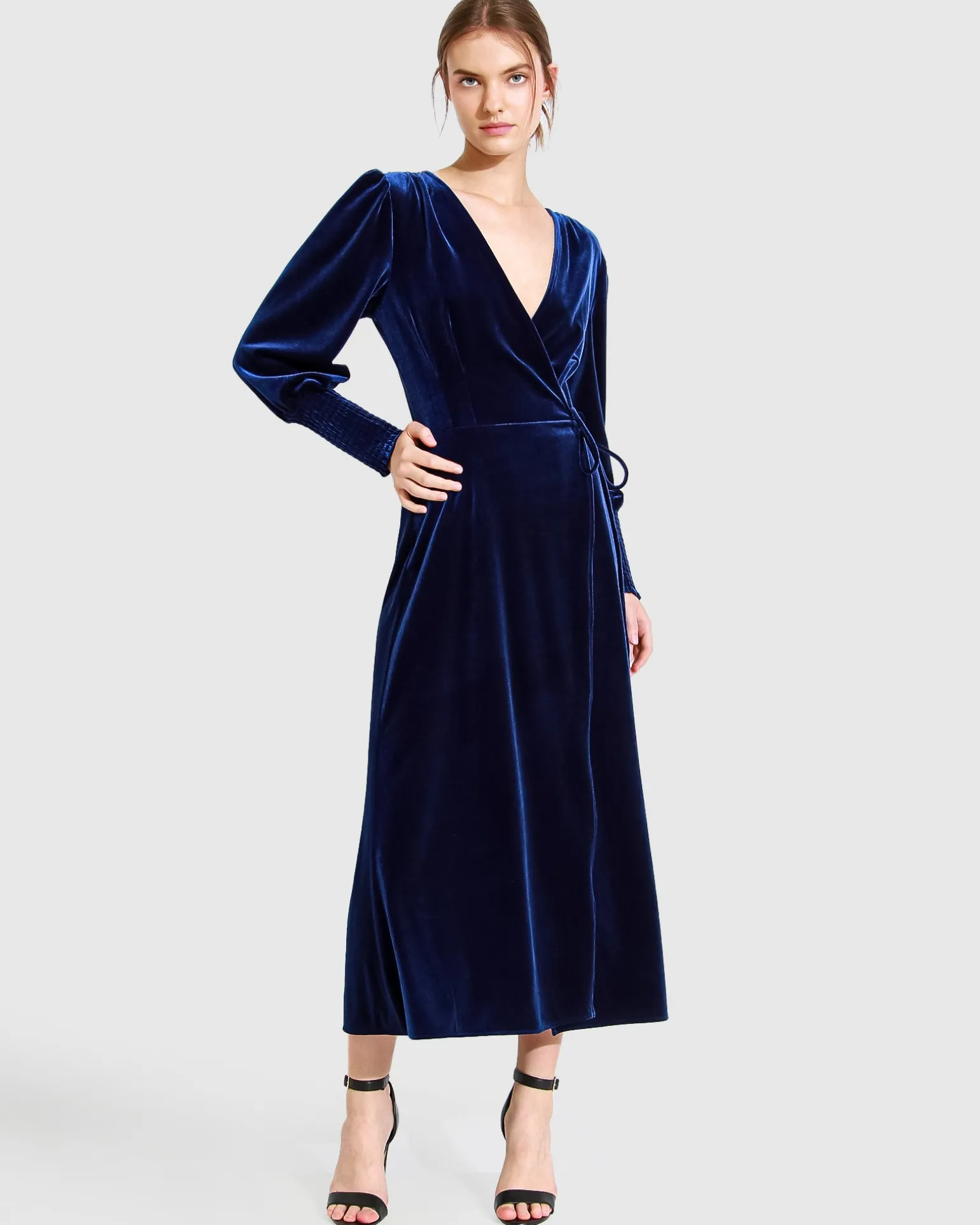 Belle & Bloom Maxi Dresses | Maxi Dresses>Current Mood Velvet Wrap Dress - Royal Blue