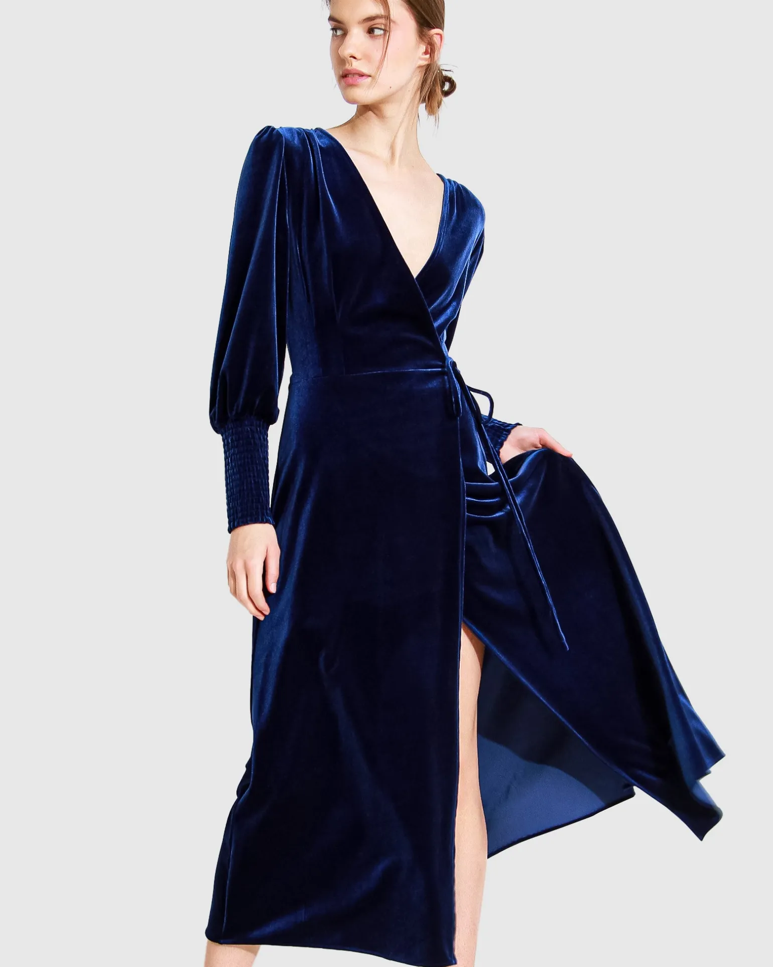Belle & Bloom Maxi Dresses | Maxi Dresses>Current Mood Velvet Wrap Dress - Royal Blue