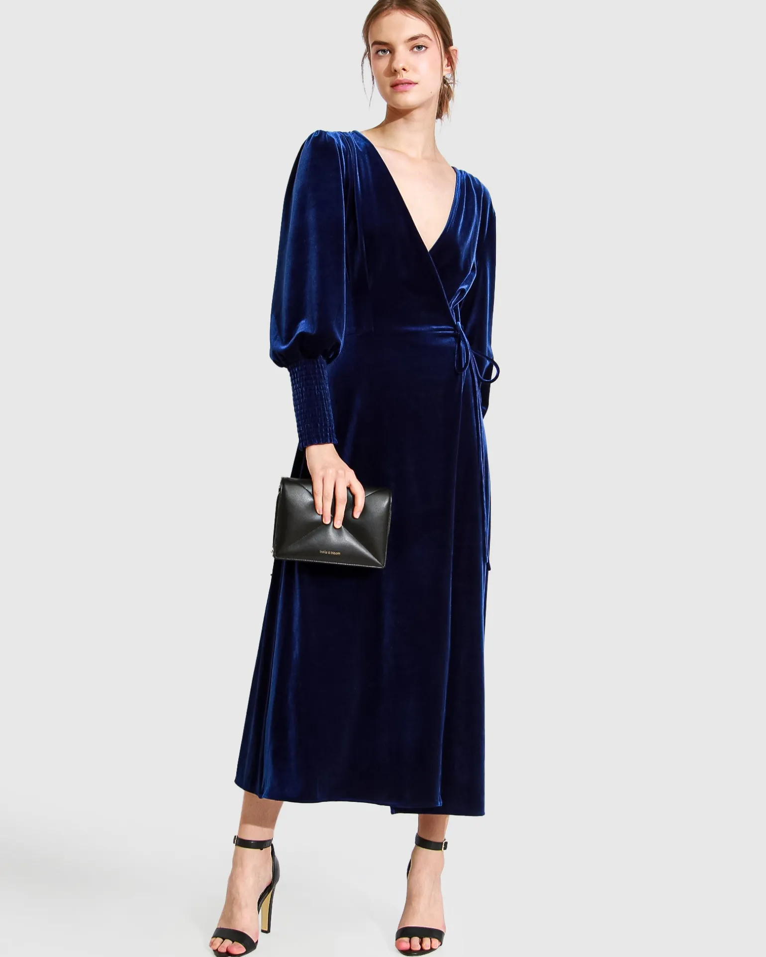 Belle & Bloom Maxi Dresses | Maxi Dresses>Current Mood Velvet Wrap Dress - Royal Blue