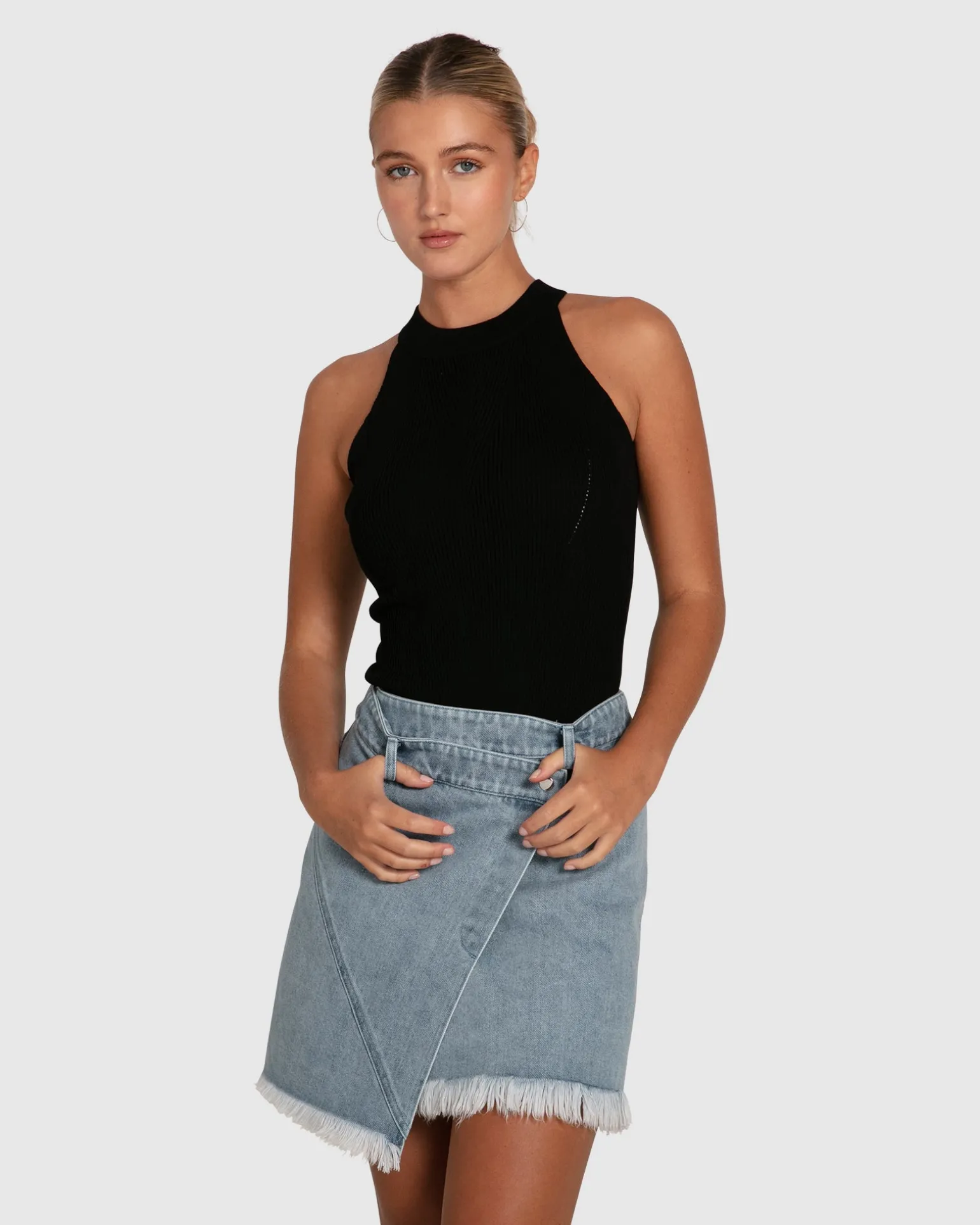 Belle & Bloom Skirts>Dance With Me Denim Mini Skirt
