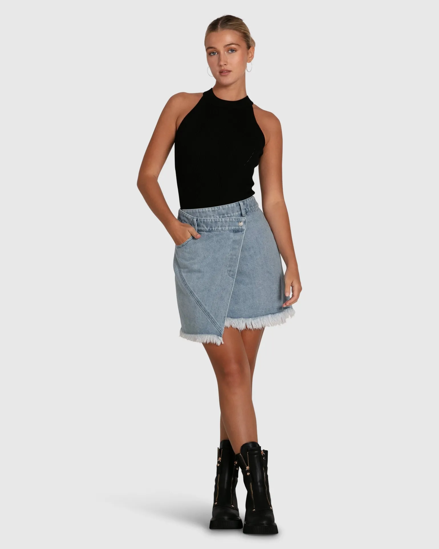 Belle & Bloom Skirts>Dance With Me Denim Mini Skirt
