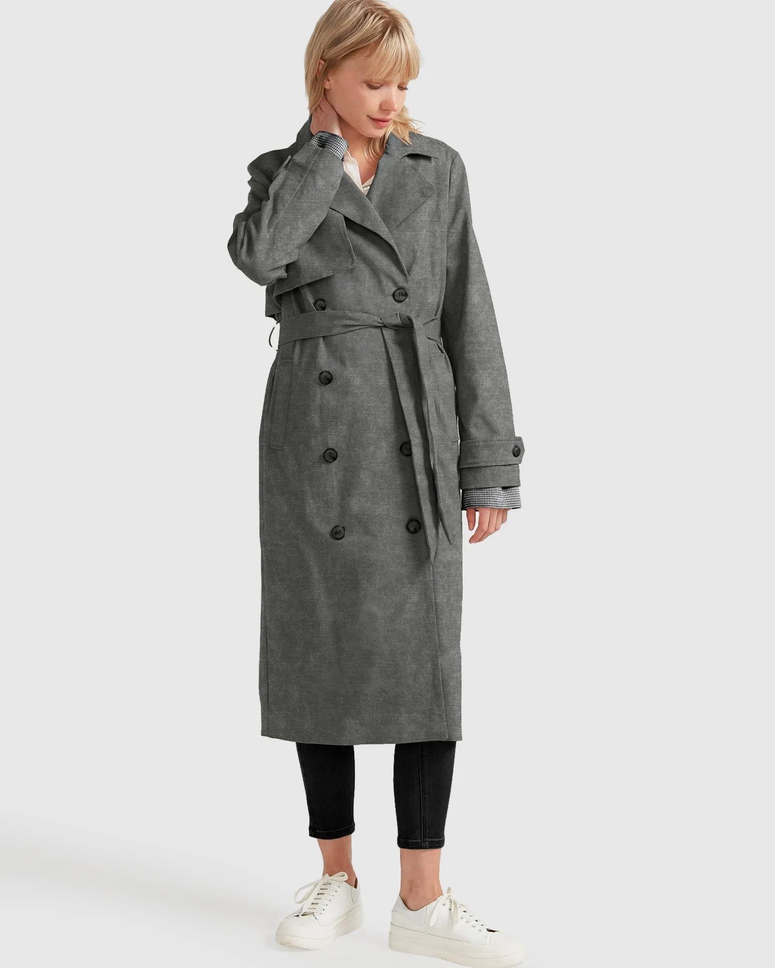 Belle & Bloom Belted Coats | Trench Coats>Empirical City Trench Coat - Washed Black